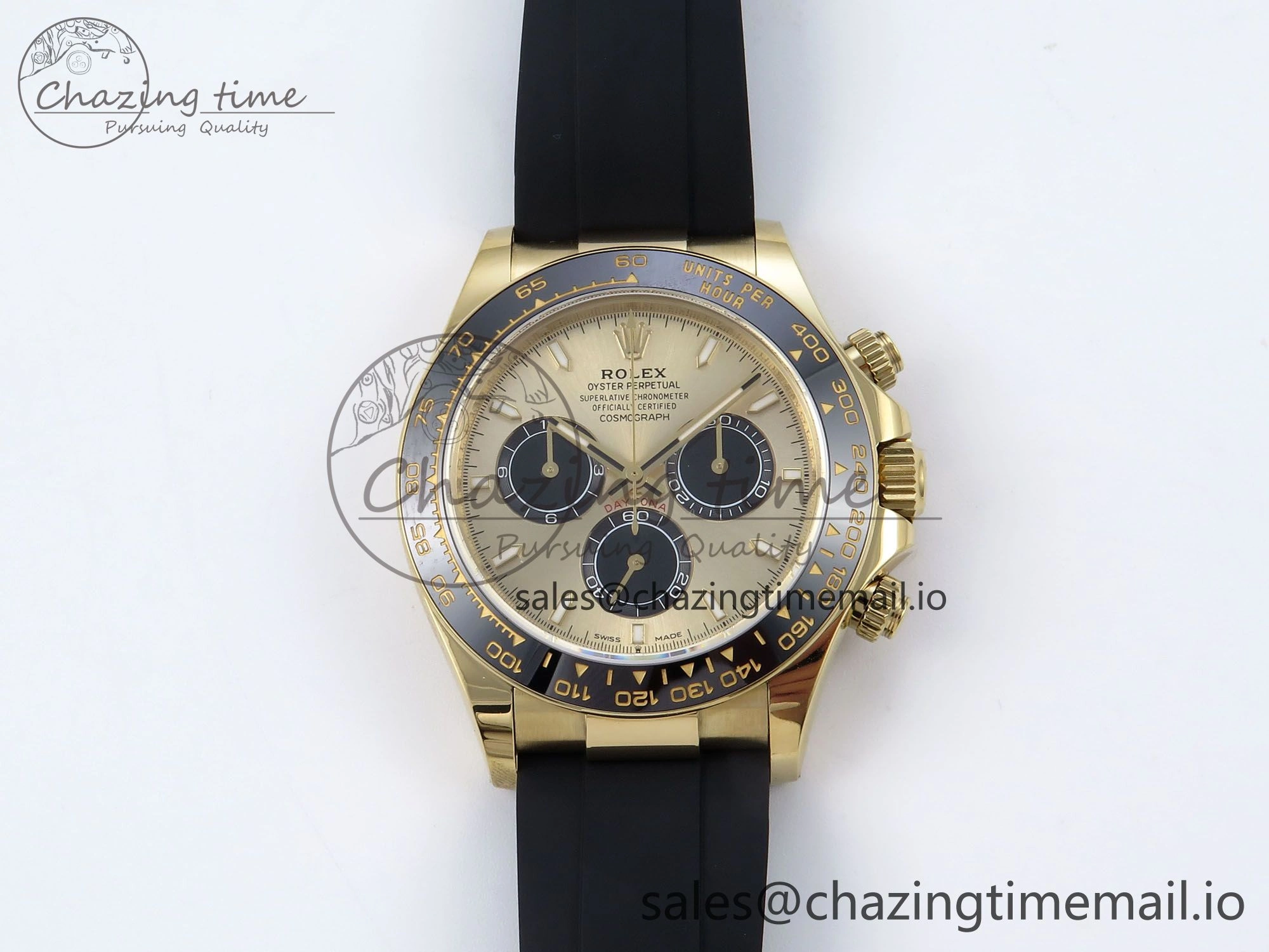 Daytona 126518 LN QF+ 1:1 Best Edition 904L Steel YG Dial on Black Rubber Strap SH4131