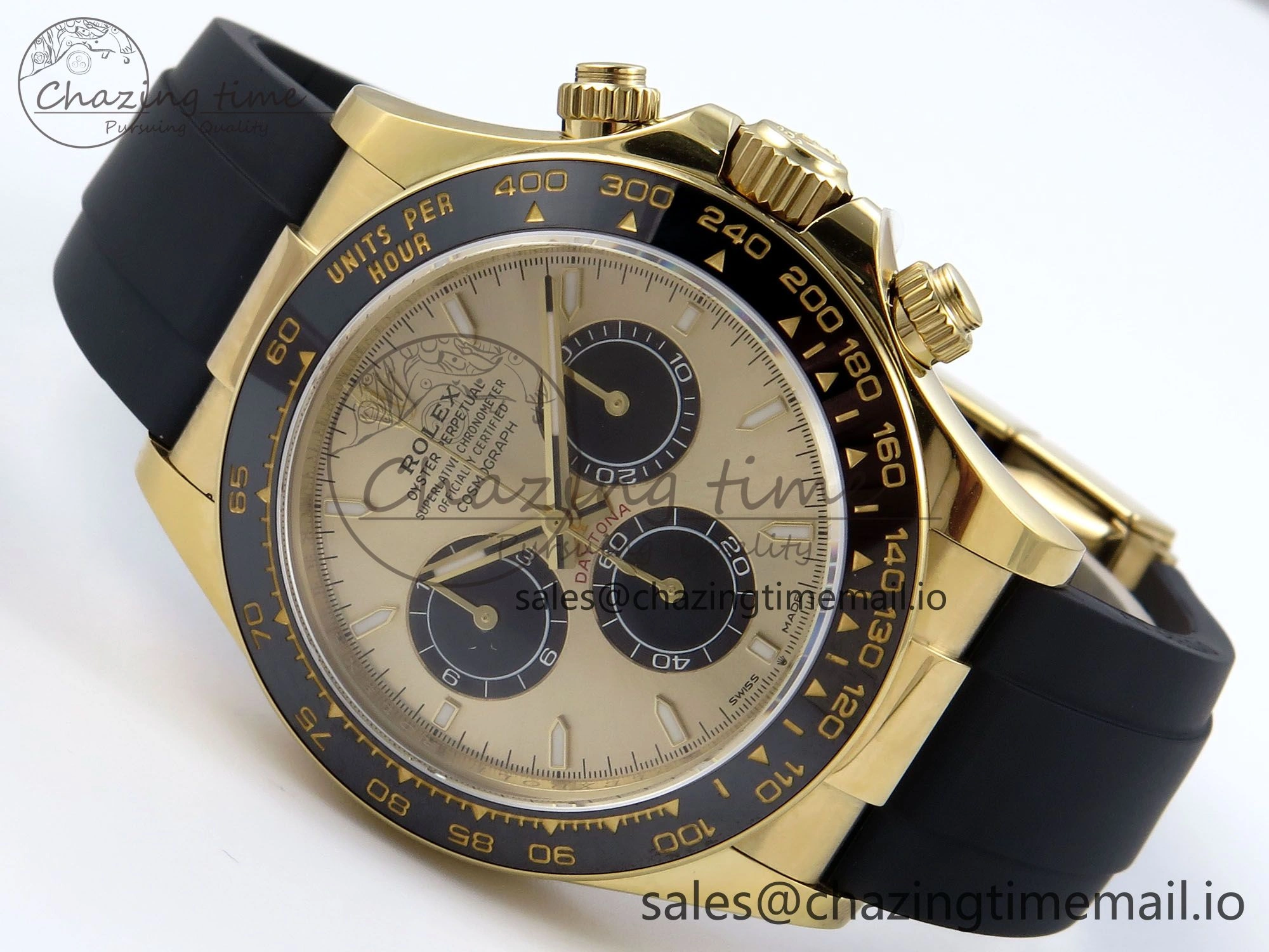 Daytona 126518 LN QF+ 1:1 Best Edition 904L Steel YG Dial on Black Rubber Strap SH4131