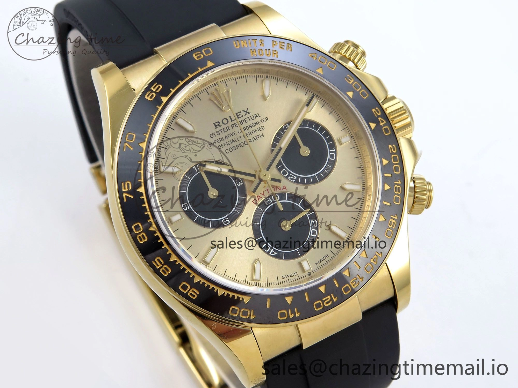 Daytona 126518 LN QF+ 1:1 Best Edition 904L Steel YG Dial on Black Rubber Strap SH4131