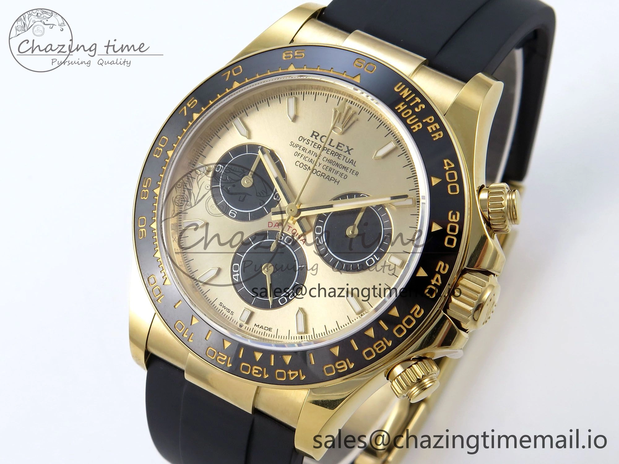 Daytona 126518 LN QF+ 1:1 Best Edition 904L Steel YG Dial on Black Rubber Strap SH4131