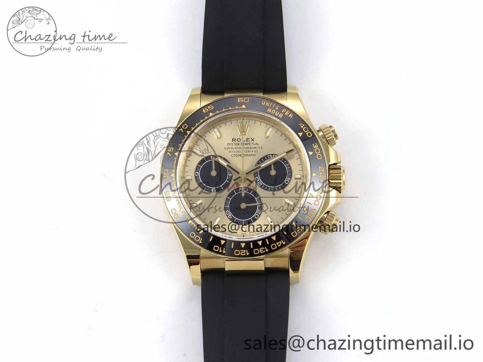 Daytona 126518LN APF 1:1 Best Edition 904L Steel YG Dial on Black Rubber Strap DD4131