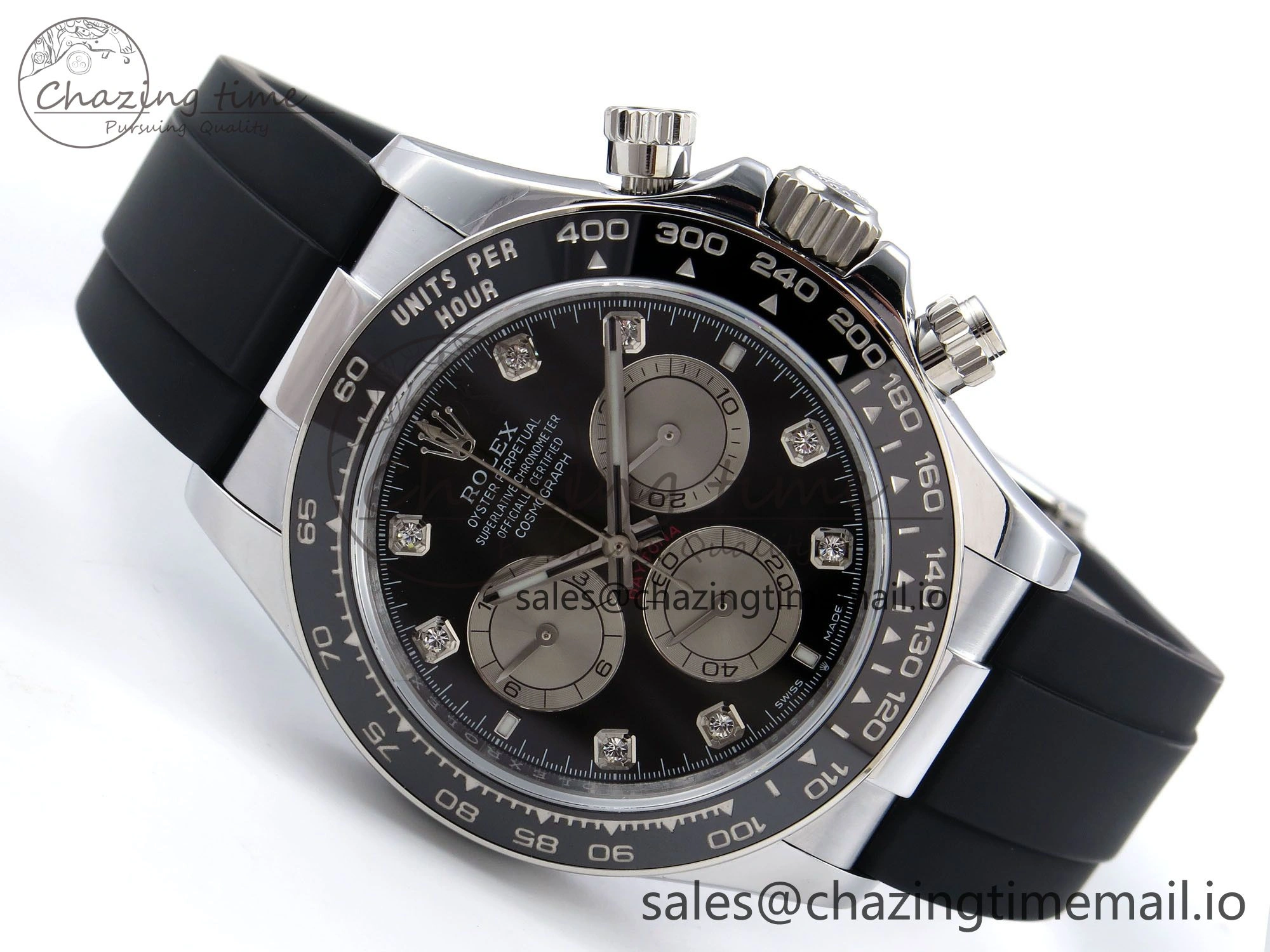 Daytona 126519 QF 1:1 Best Edition Black Silver Diamonds Dial on Oysterflex Strap SH4131 V6（Gain Weight）