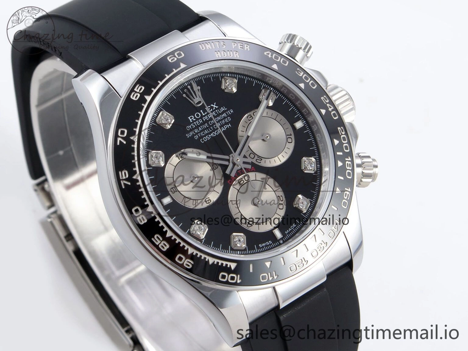 Daytona 126519 QF 1:1 Best Edition Black Silver Diamonds Dial on Oysterflex Strap SH4131 V6（Gain Weight）