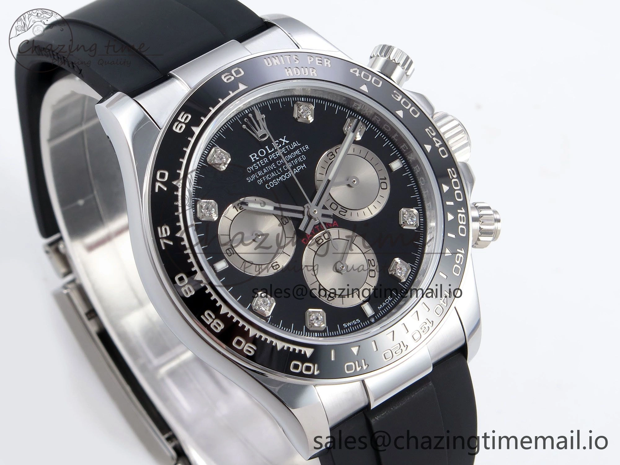 Daytona 126519 QF 1:1 Best Edition Black Silver Diamonds Dial on Oysterflex Strap SH4131 V6（Gain Weight）