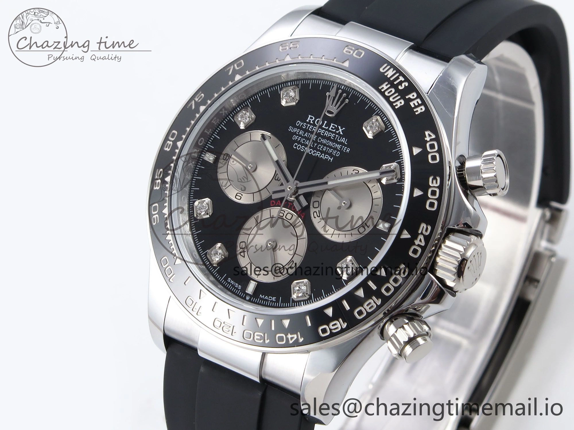 Daytona 126519 QF 1:1 Best Edition Black Silver Diamonds Dial on Oysterflex Strap SH4131 V6（Gain Weight）
