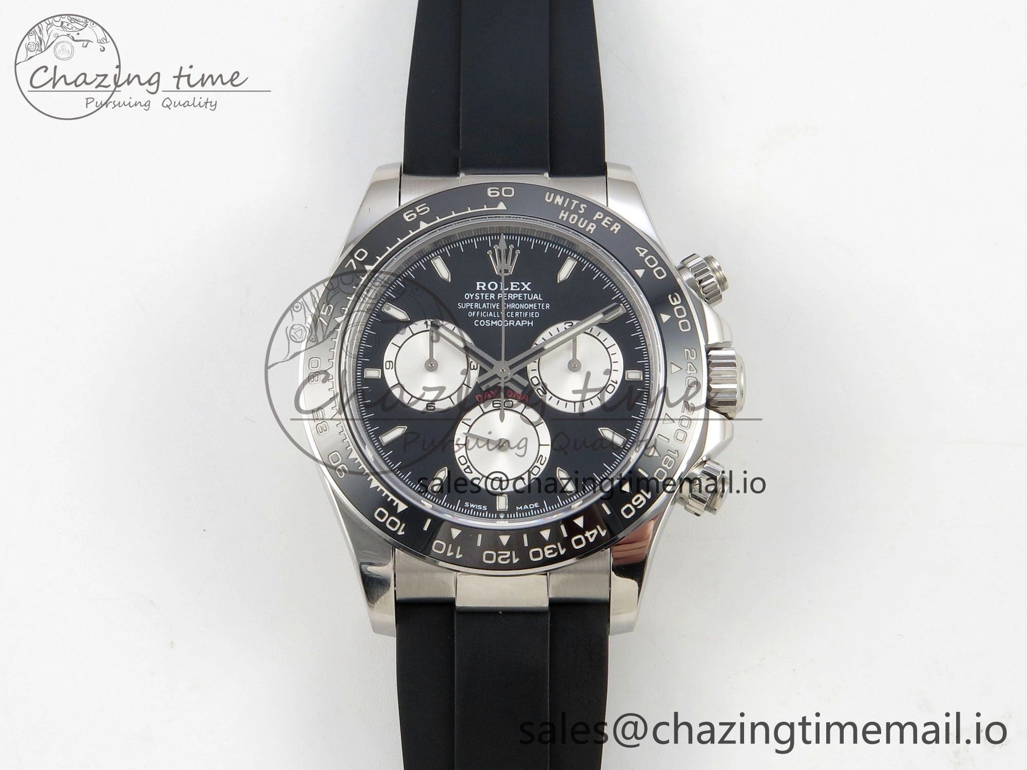 Daytona 126519 SS Clean 1:1 Best Edition Black Ceramic Bezel Black Stick Dial on Oysterflex Rubber Strap DD4131
