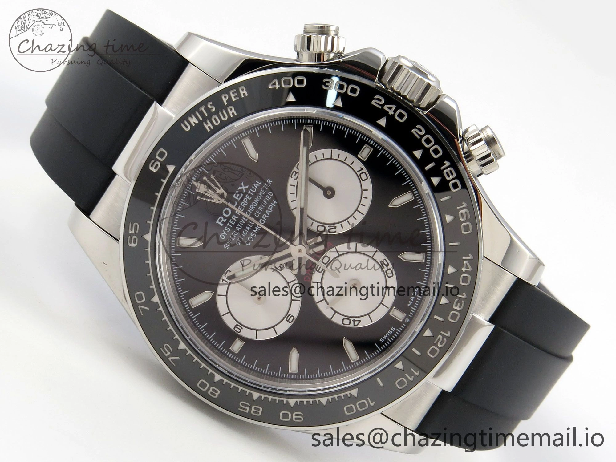 Daytona 126519 SS Clean 1:1 Best Edition Black Ceramic Bezel Black Stick Dial on Oysterflex Rubber Strap DD4131