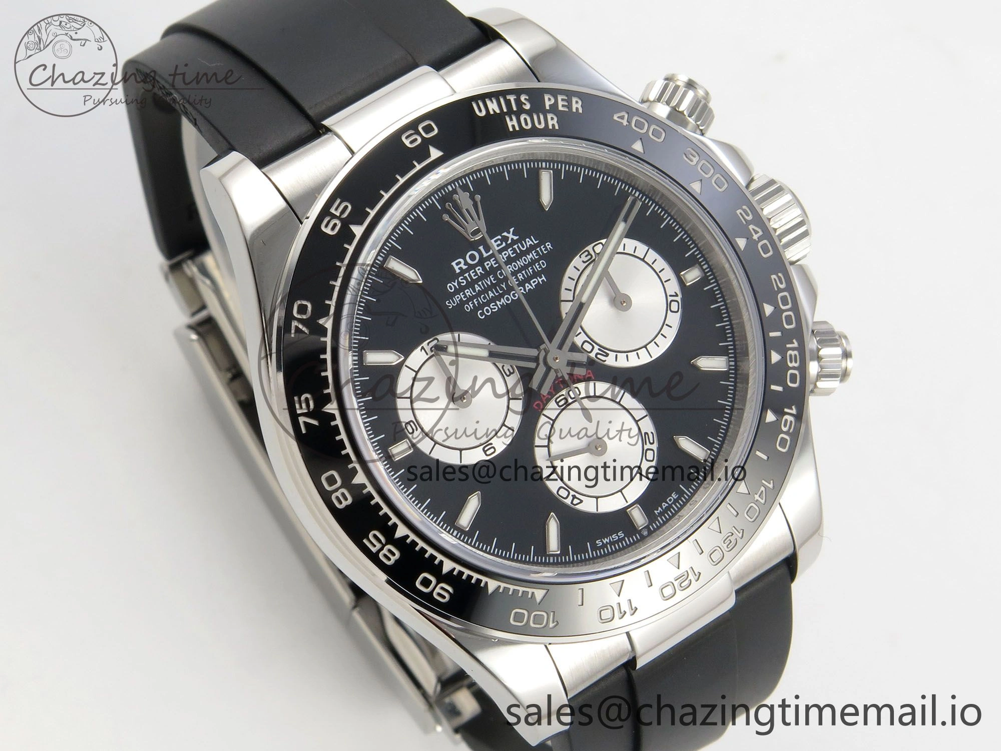 Daytona 126519 SS Clean 1:1 Best Edition Black Ceramic Bezel Black Stick Dial on Oysterflex Rubber Strap DD4131