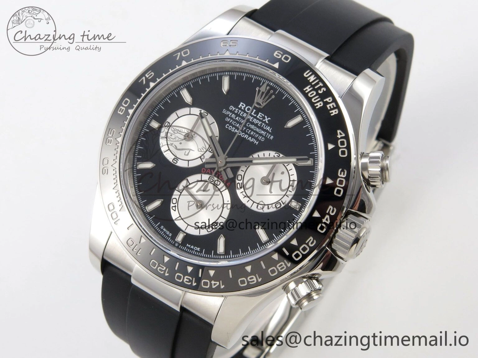 Daytona 126519 SS Clean 1:1 Best Edition Black Ceramic Bezel Black Stick Dial on Oysterflex Rubber Strap DD4131