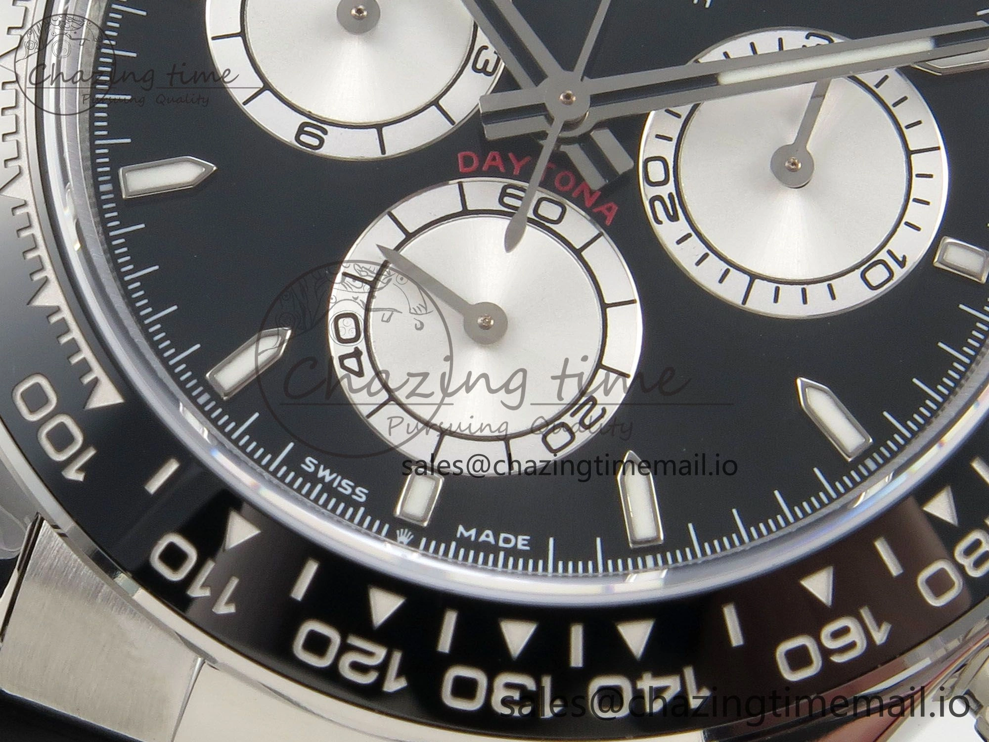 Daytona 126519 SS Clean 1:1 Best Edition Black Ceramic Bezel Black Stick Dial on Oysterflex Rubber Strap DD4131