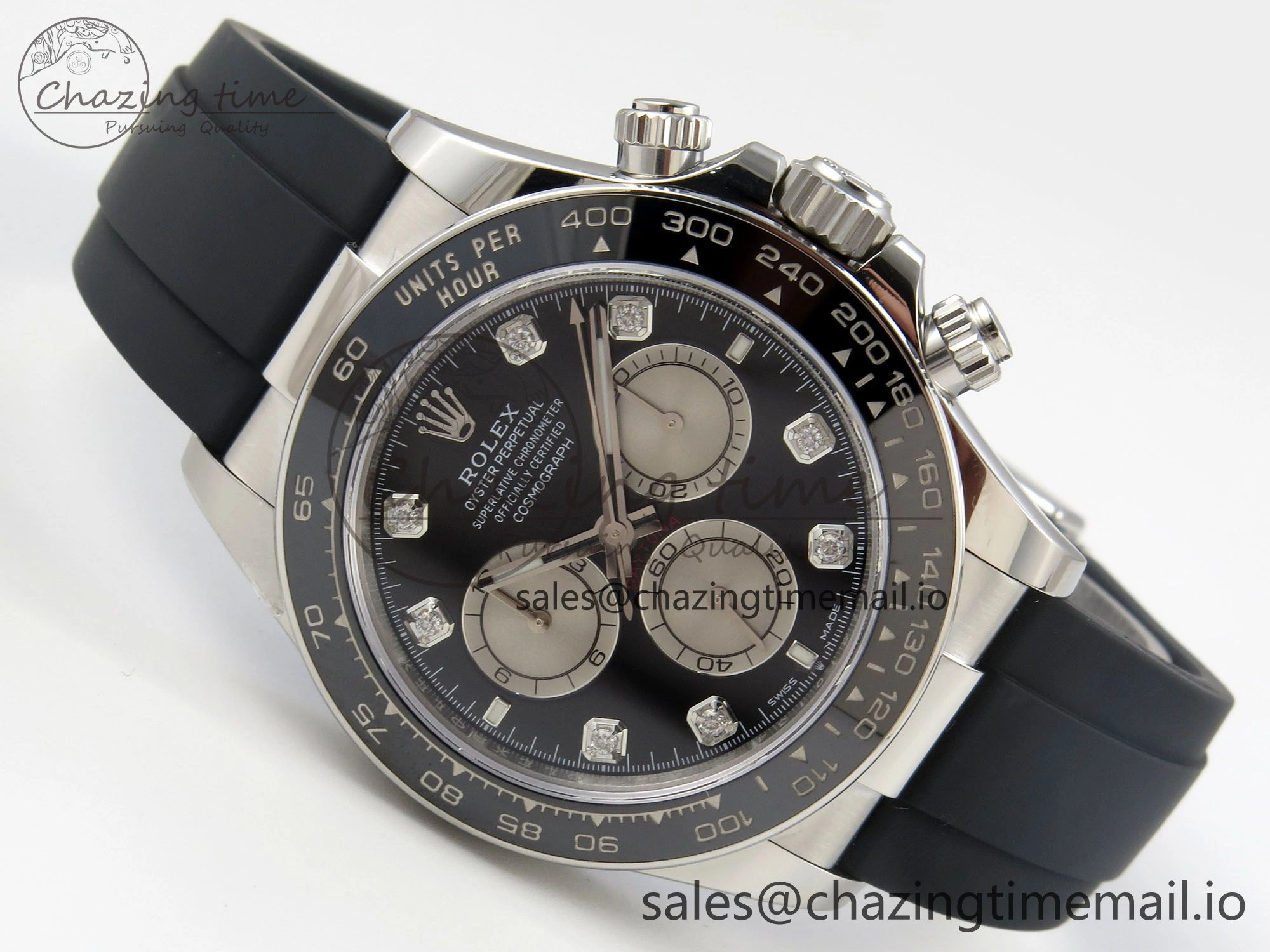 Daytona 126519 VSF 1:1 Best Edition Black Silver Diamonds Dial on Oysterflex Strap VS4131 V2 (Weighted)