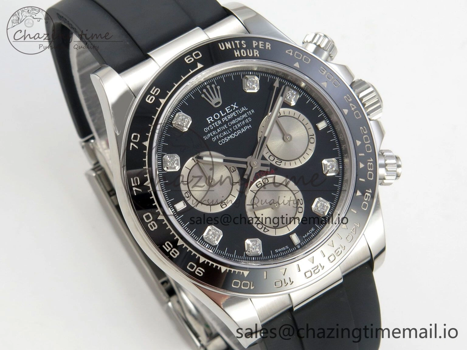Daytona 126519 VSF 1:1 Best Edition Black Silver Diamonds Dial on Oysterflex Strap VS4131 V2 (Weighted)