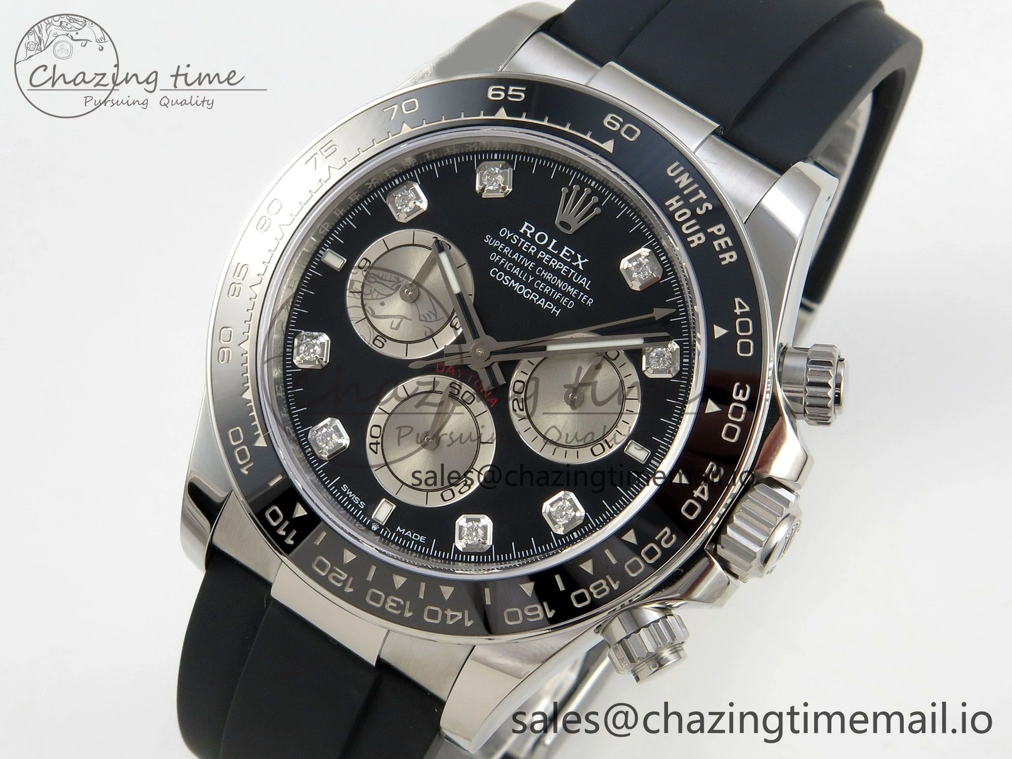 Daytona 126519 VSF 1:1 Best Edition Black Silver Diamonds Dial on Oysterflex Strap VS4131 V2 (Weighted)