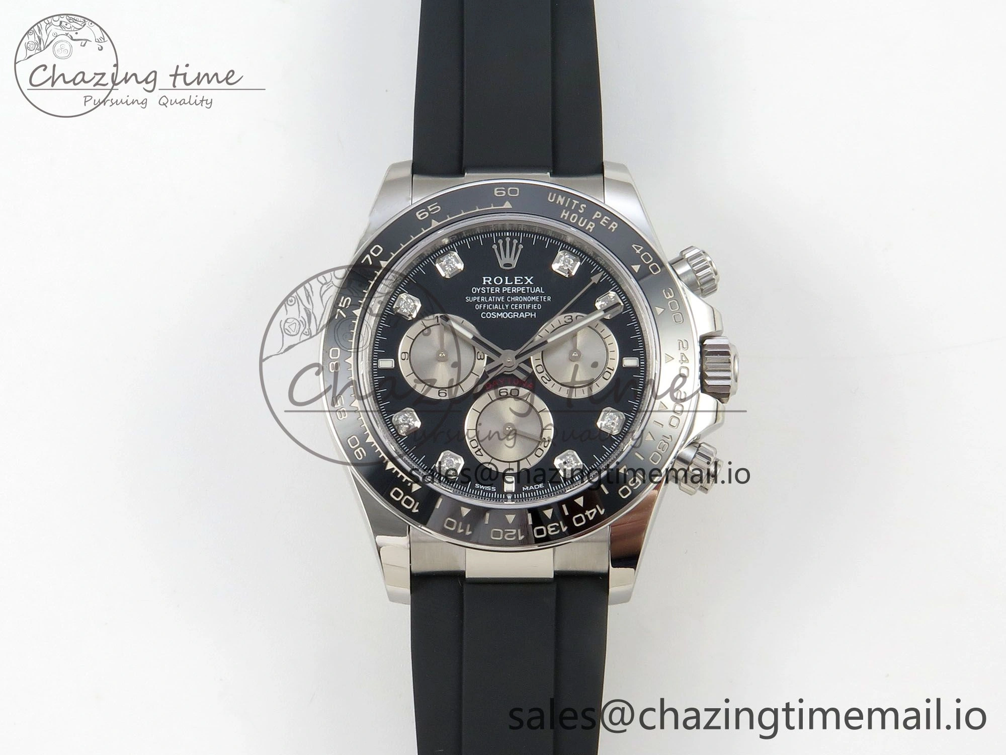 Daytona 126519 VSF 1:1 Best Edition Black Silver Diamonds Dial on Oysterflex Strap VS4131 V2 (Weighted)