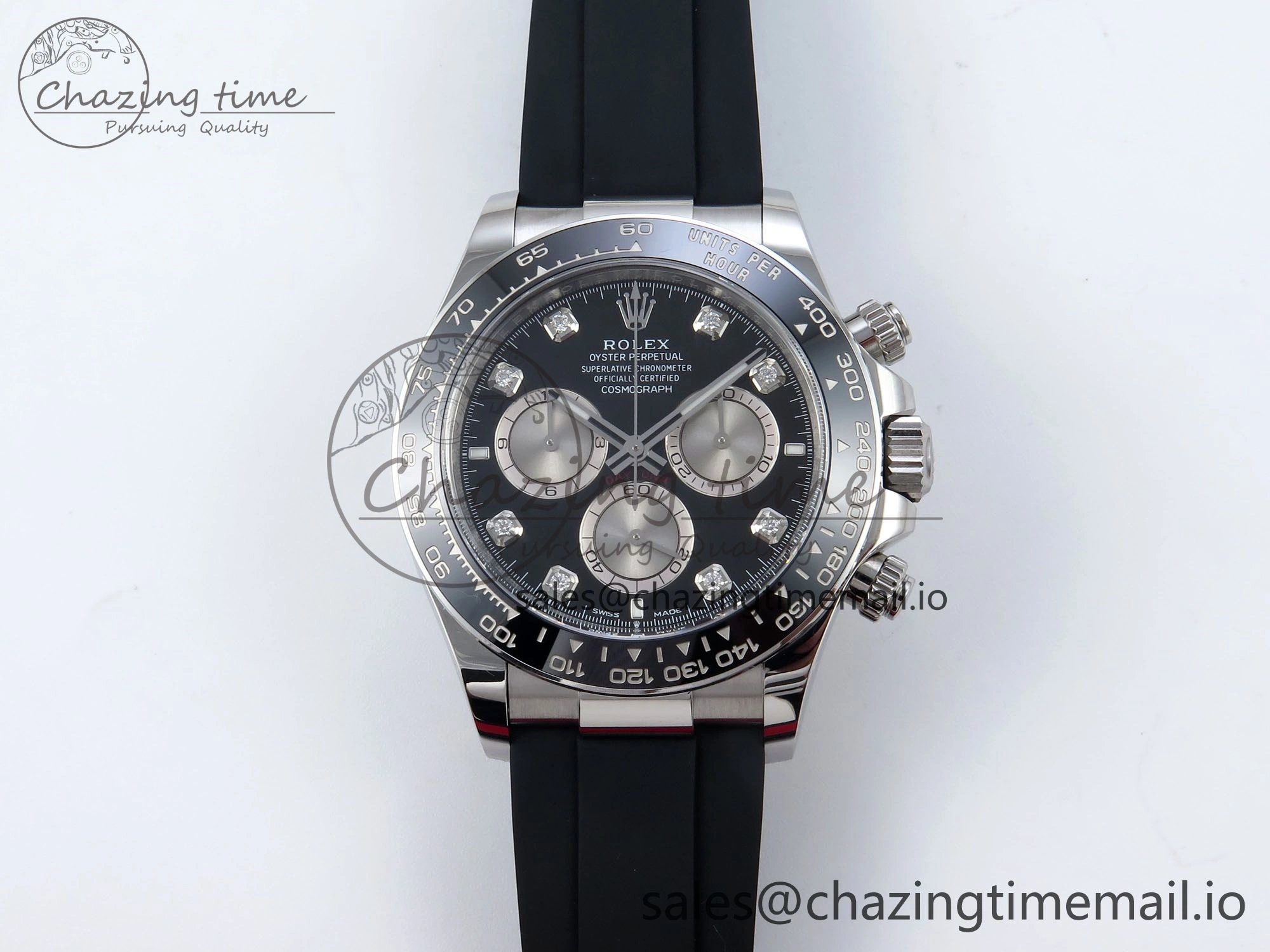 Daytona 126519LN SS Clean 1:1 Best Edition Black Diamonds Dial on Oysterflex Rubber Strap DD4131