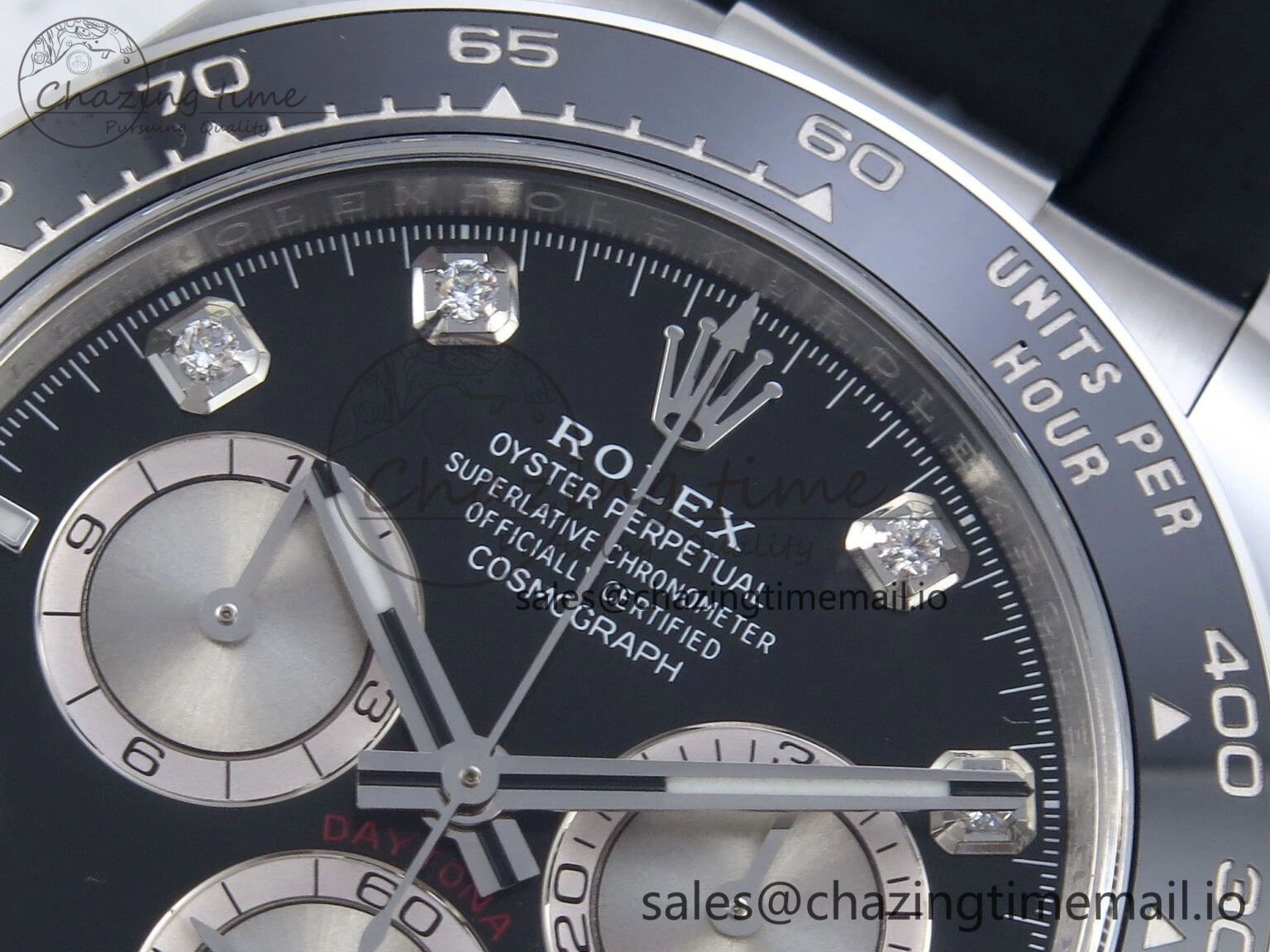 Daytona 126519LN SS Clean 1:1 Best Edition Black Diamonds Dial on Oysterflex Rubber Strap DD4131
