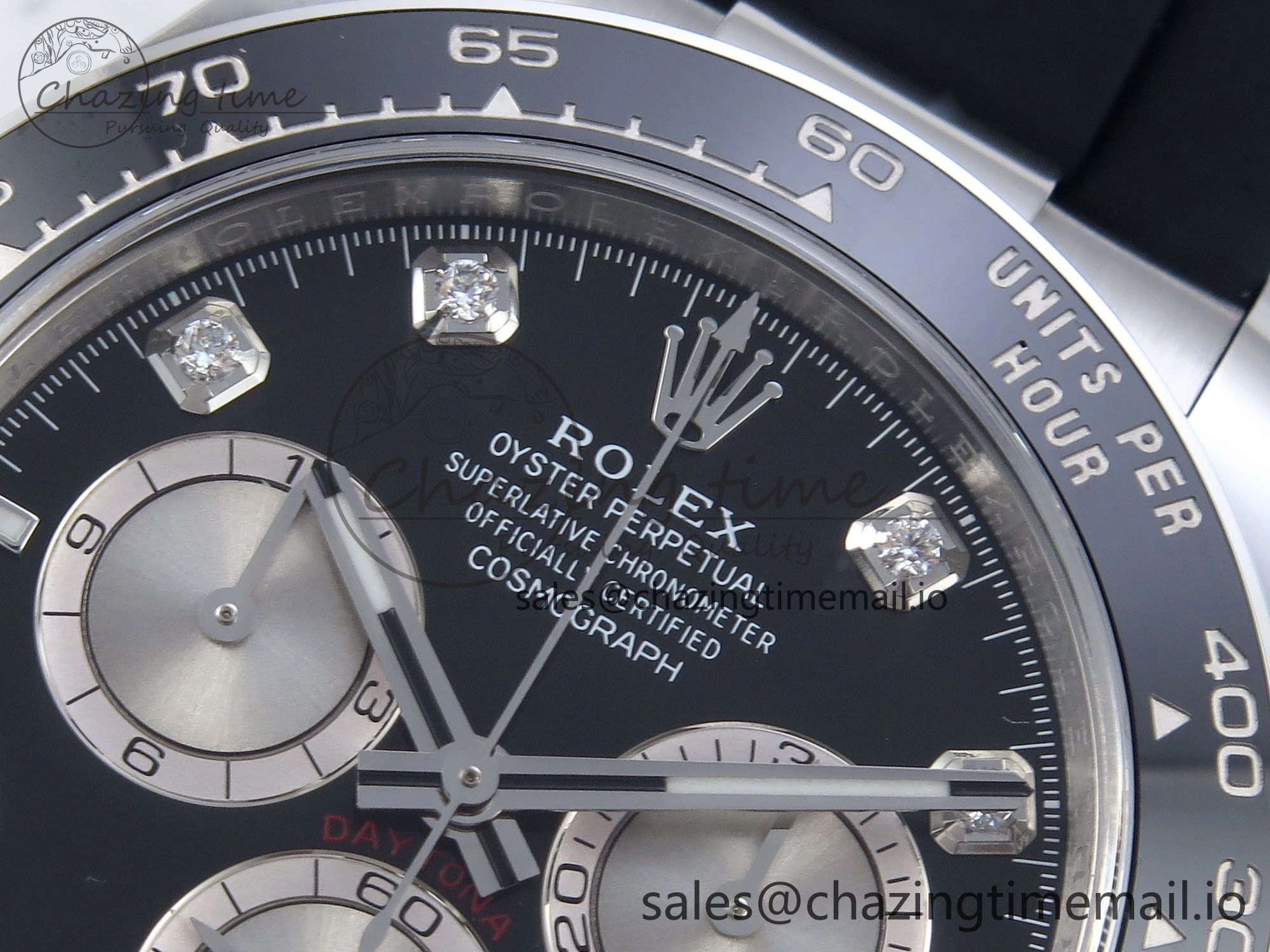 Daytona 126519LN SS Clean 1:1 Best Edition Black Diamonds Dial on Oysterflex Rubber Strap DD4131