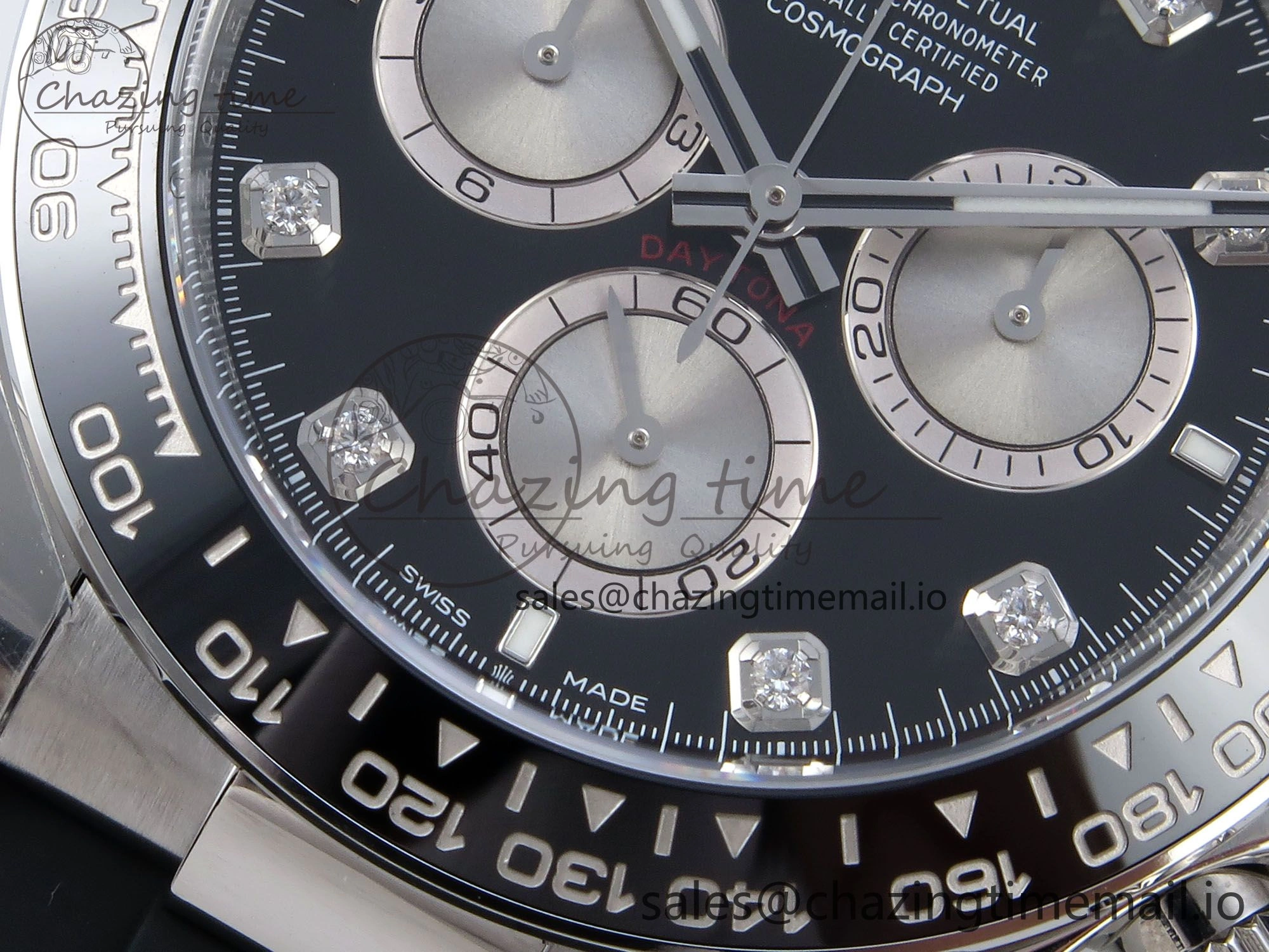 Daytona 126519LN SS Clean 1:1 Best Edition Black Diamonds Dial on Oysterflex Rubber Strap DD4131