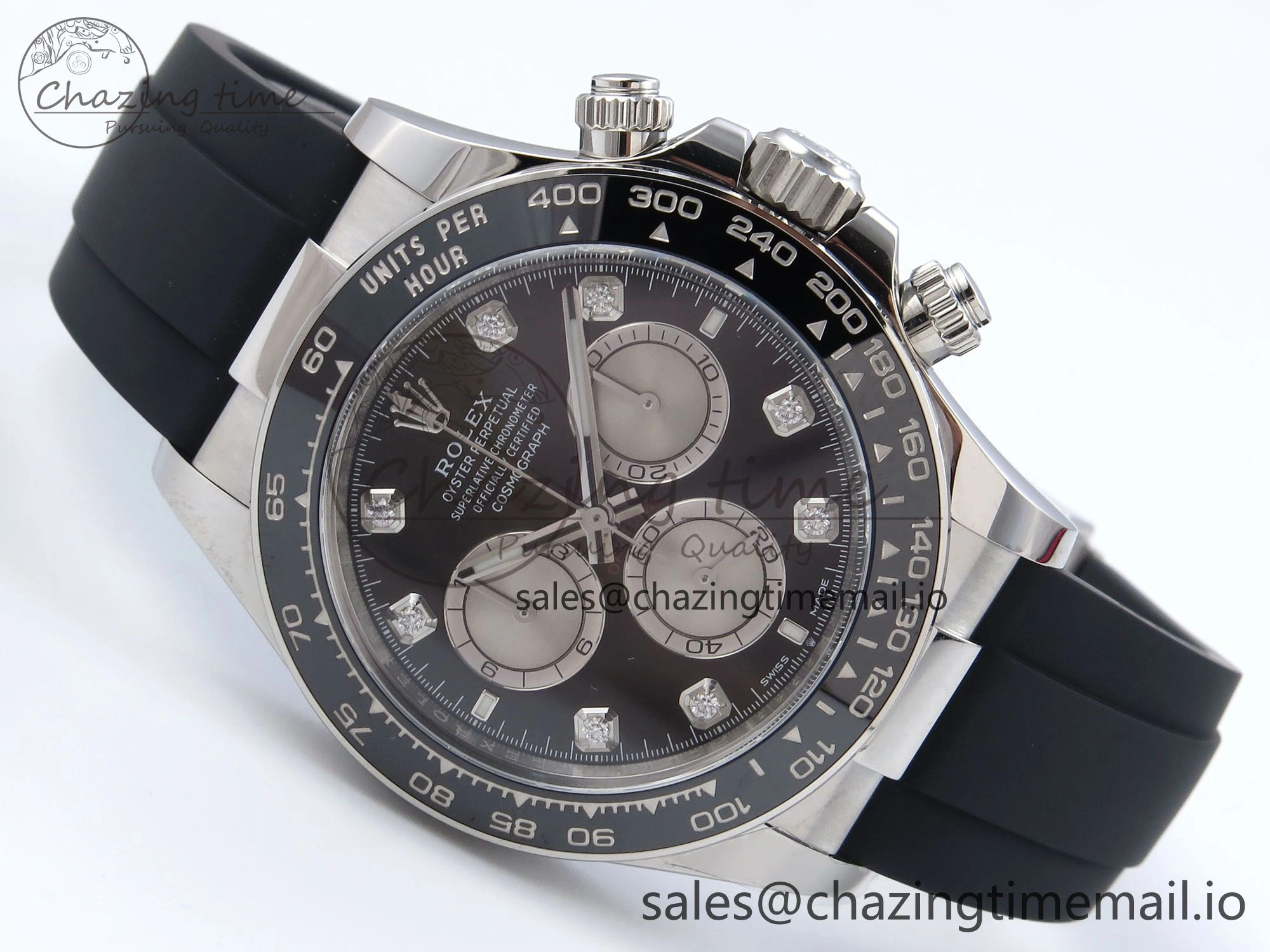 Daytona 126519LN SS Clean 1:1 Best Edition Black Diamonds Dial on Oysterflex Rubber Strap DD4131