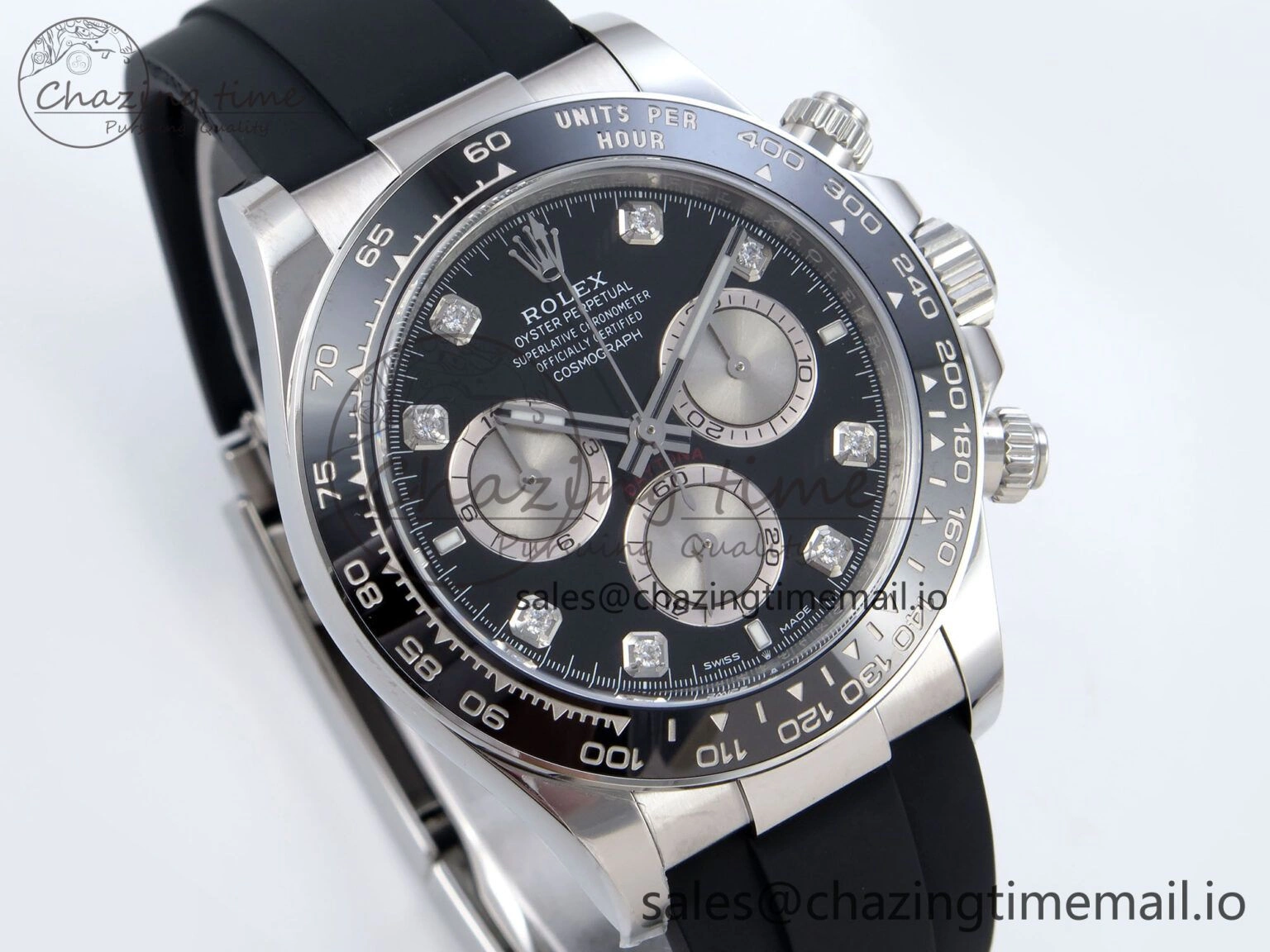 Daytona 126519LN SS Clean 1:1 Best Edition Black Diamonds Dial on Oysterflex Rubber Strap DD4131