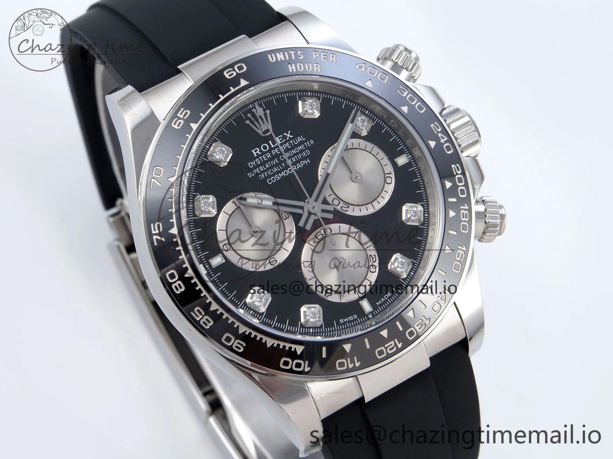 Daytona 126519LN SS Clean 1:1 Best Edition Black Diamonds Dial on Oysterflex Rubber Strap DD4131