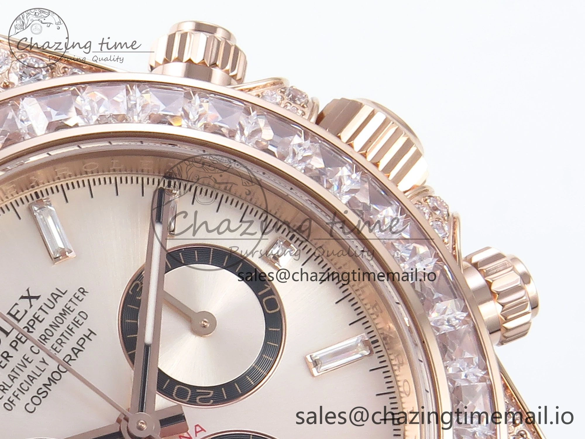 Daytona 126535TBR EWEF 1:1 Best Edition 904L Steel RG Crystal Dial Diamonds Bezel on Black Rubber Strap SH4131