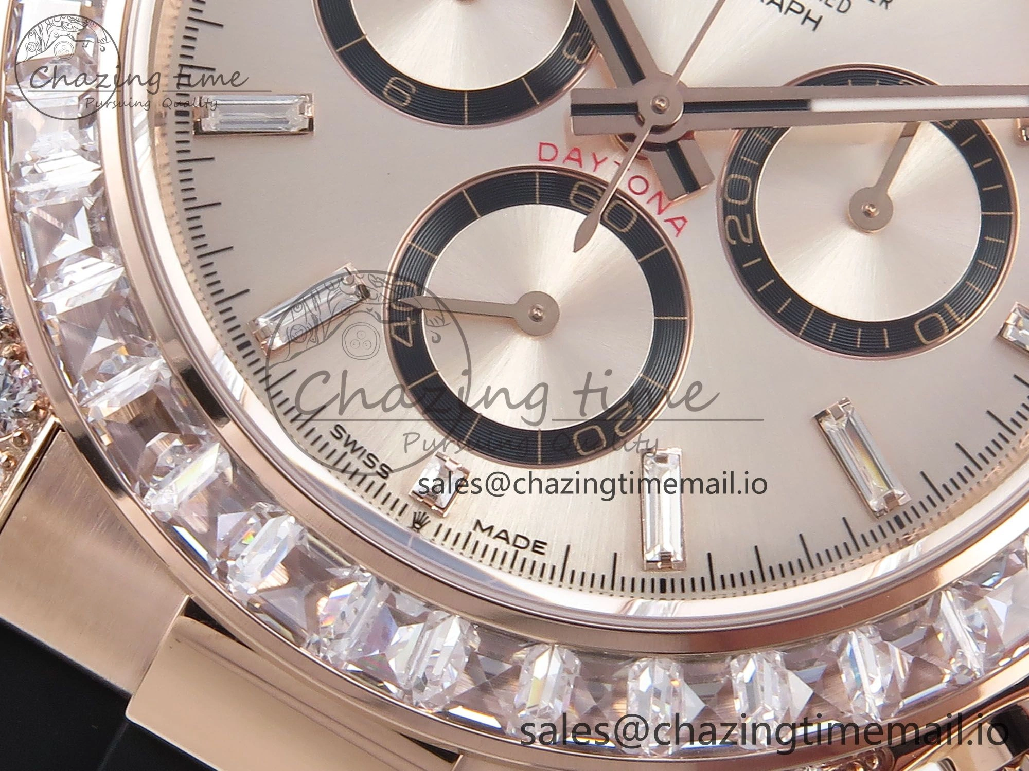 Daytona 126535TBR EWEF 1:1 Best Edition 904L Steel RG Crystal Dial Diamonds Bezel on Black Rubber Strap SH4131