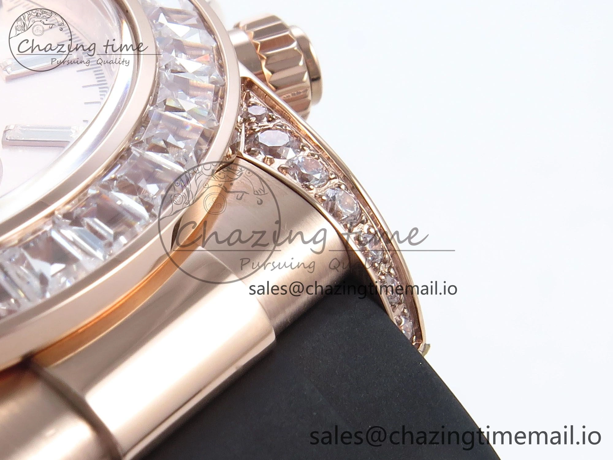 Daytona 126535TBR EWEF 1:1 Best Edition 904L Steel RG Crystal Dial Diamonds Bezel on Black Rubber Strap SH4131