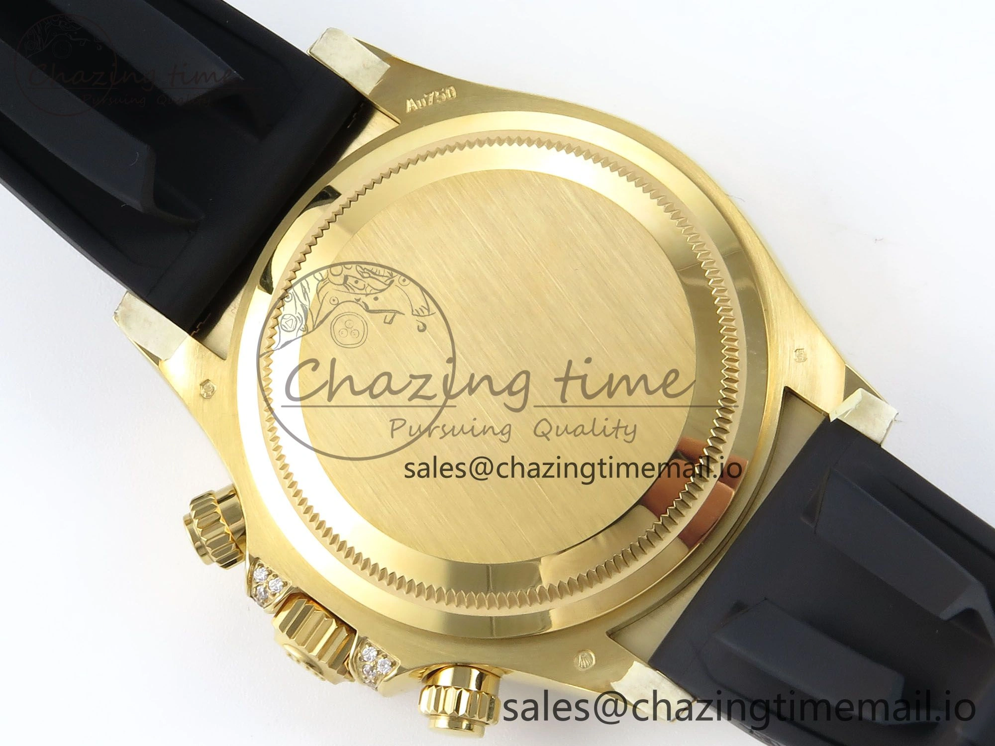 Daytona 126538TBR EWEF 1:1 Best Edition 904L Steel YG Crystal Dial Diamonds Bezel on Black Rubber Strap SH4131