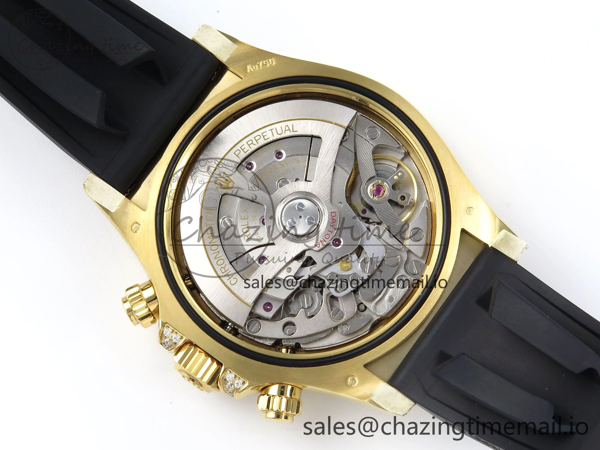 Daytona 126538TBR EWEF 1:1 Best Edition 904L Steel YG Crystal Dial Diamonds Bezel on Black Rubber Strap SH4131