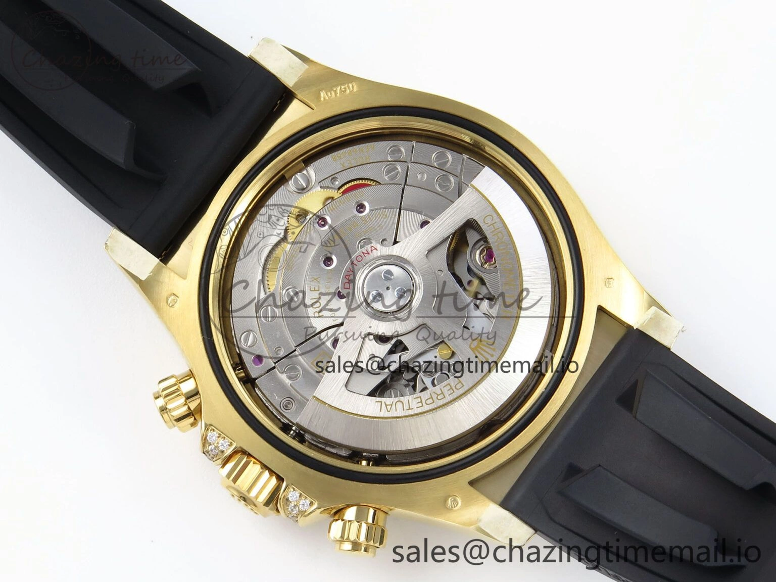 Daytona 126538TBR EWEF 1:1 Best Edition 904L Steel YG Crystal Dial Diamonds Bezel on Black Rubber Strap SH4131