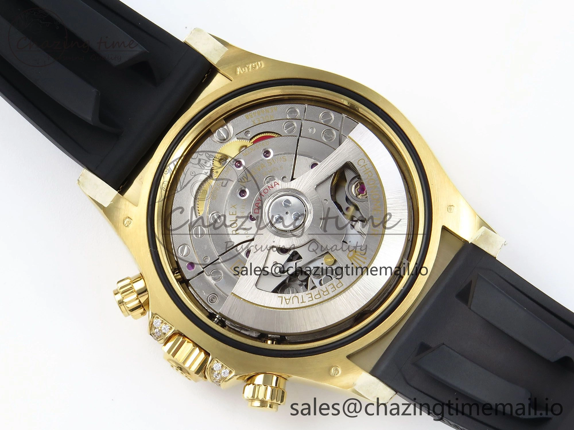 Daytona 126538TBR EWEF 1:1 Best Edition 904L Steel YG Crystal Dial Diamonds Bezel on Black Rubber Strap SH4131