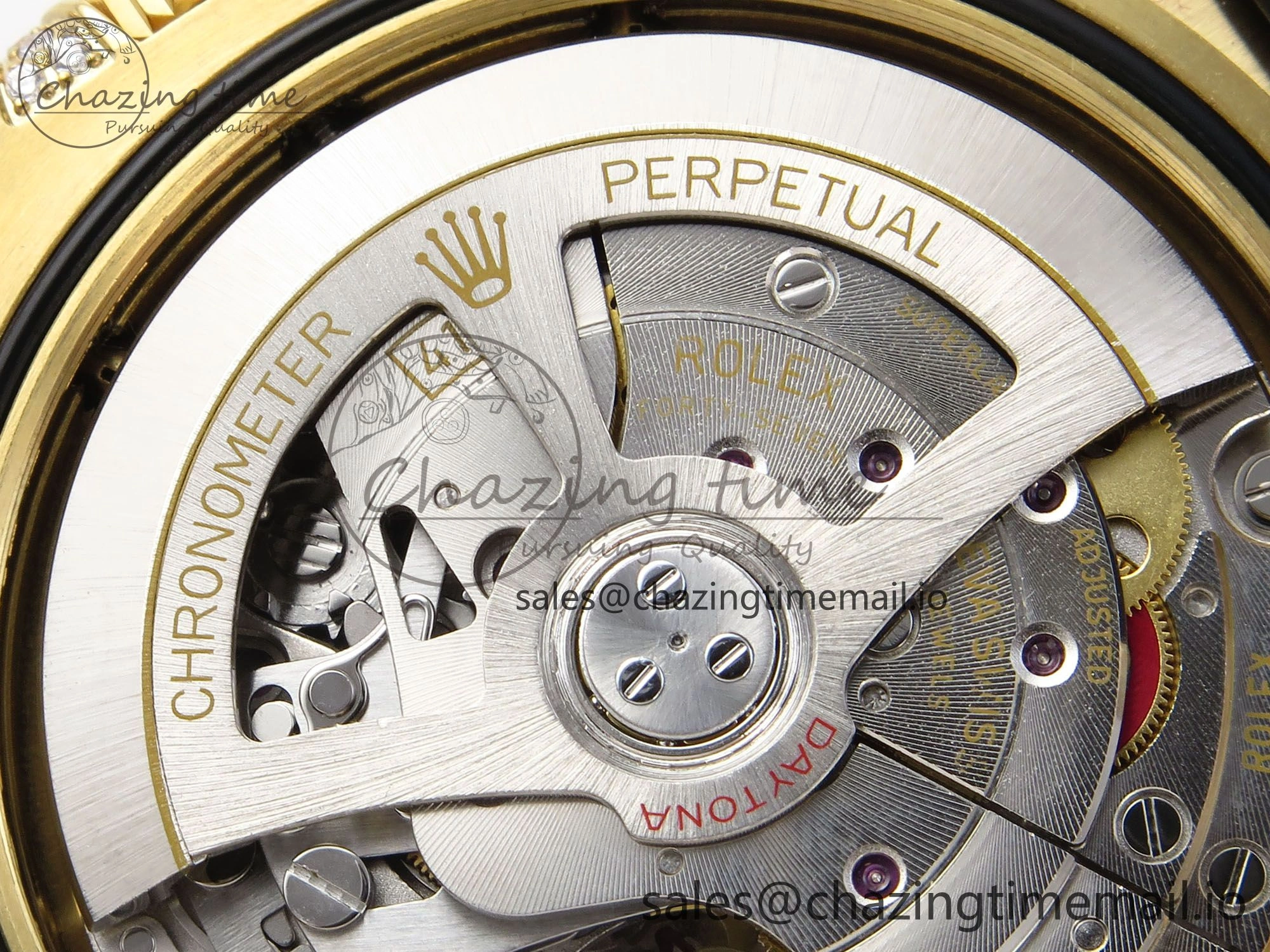 Daytona 126538TBR EWEF 1:1 Best Edition 904L Steel YG Crystal Dial Diamonds Bezel on Black Rubber Strap SH4131
