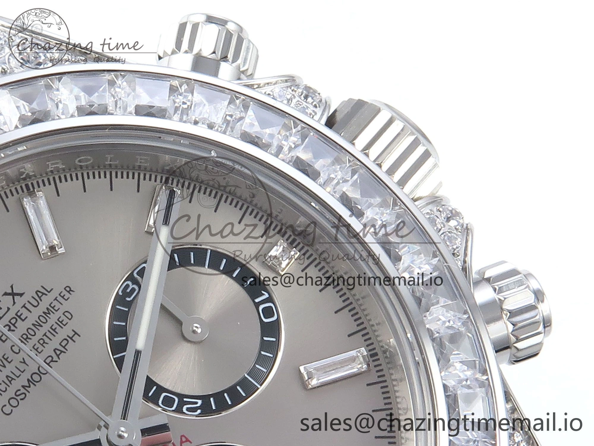 Daytona 126539TBR EWEF 1:1 Best Edition 904L Steel Gray Crystal Dial Diamonds Bezel on Black Rubber Strap SH4131
