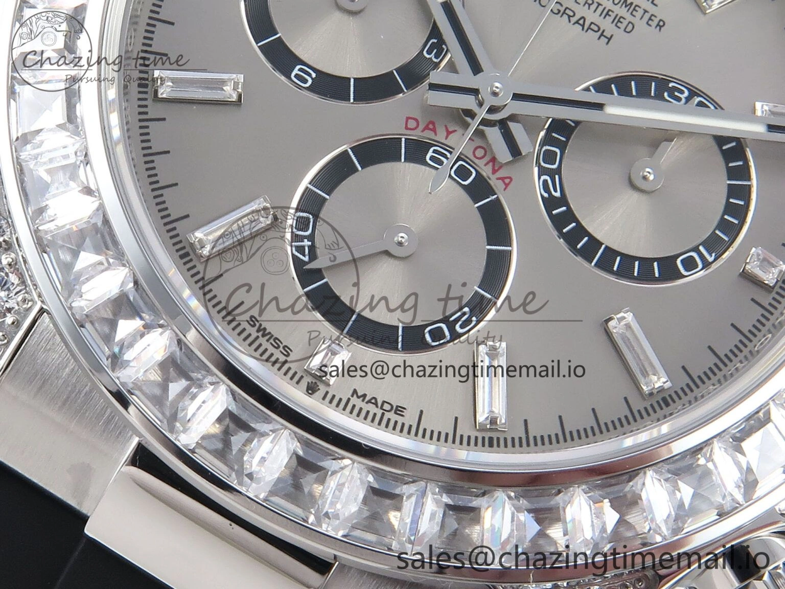 Daytona 126539TBR EWEF 1:1 Best Edition 904L Steel Gray Crystal Dial Diamonds Bezel on Black Rubber Strap SH4131
