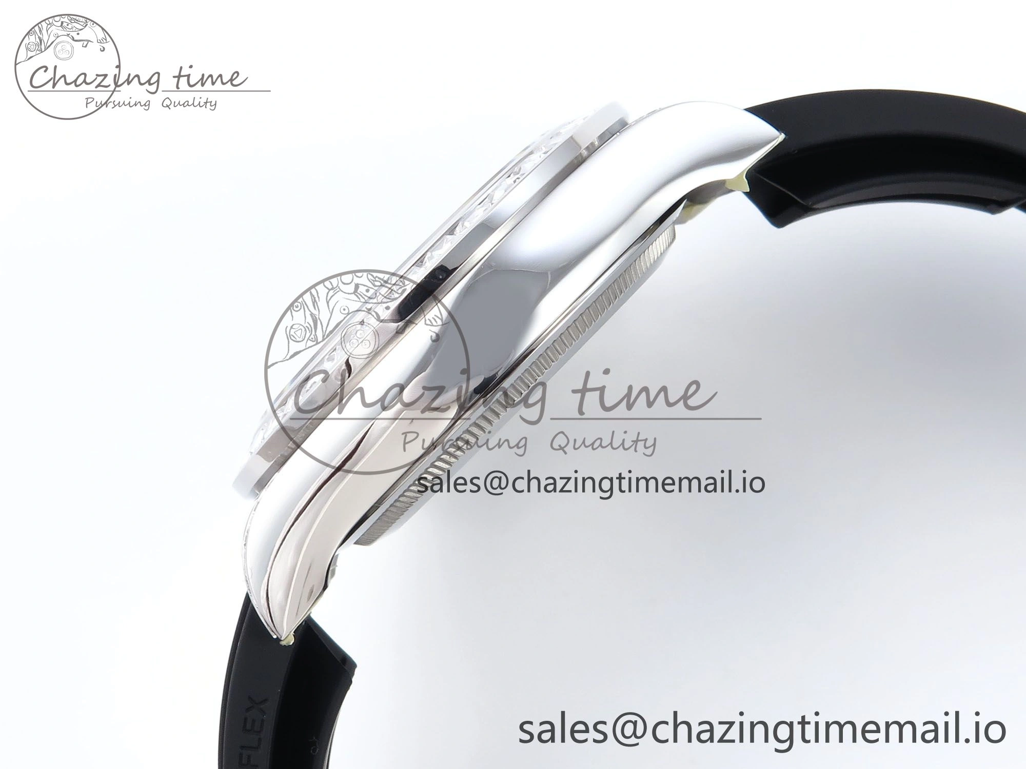 Daytona 126539TBR EWEF 1:1 Best Edition 904L Steel Gray Crystal Dial Diamonds Bezel on Black Rubber Strap SH4131