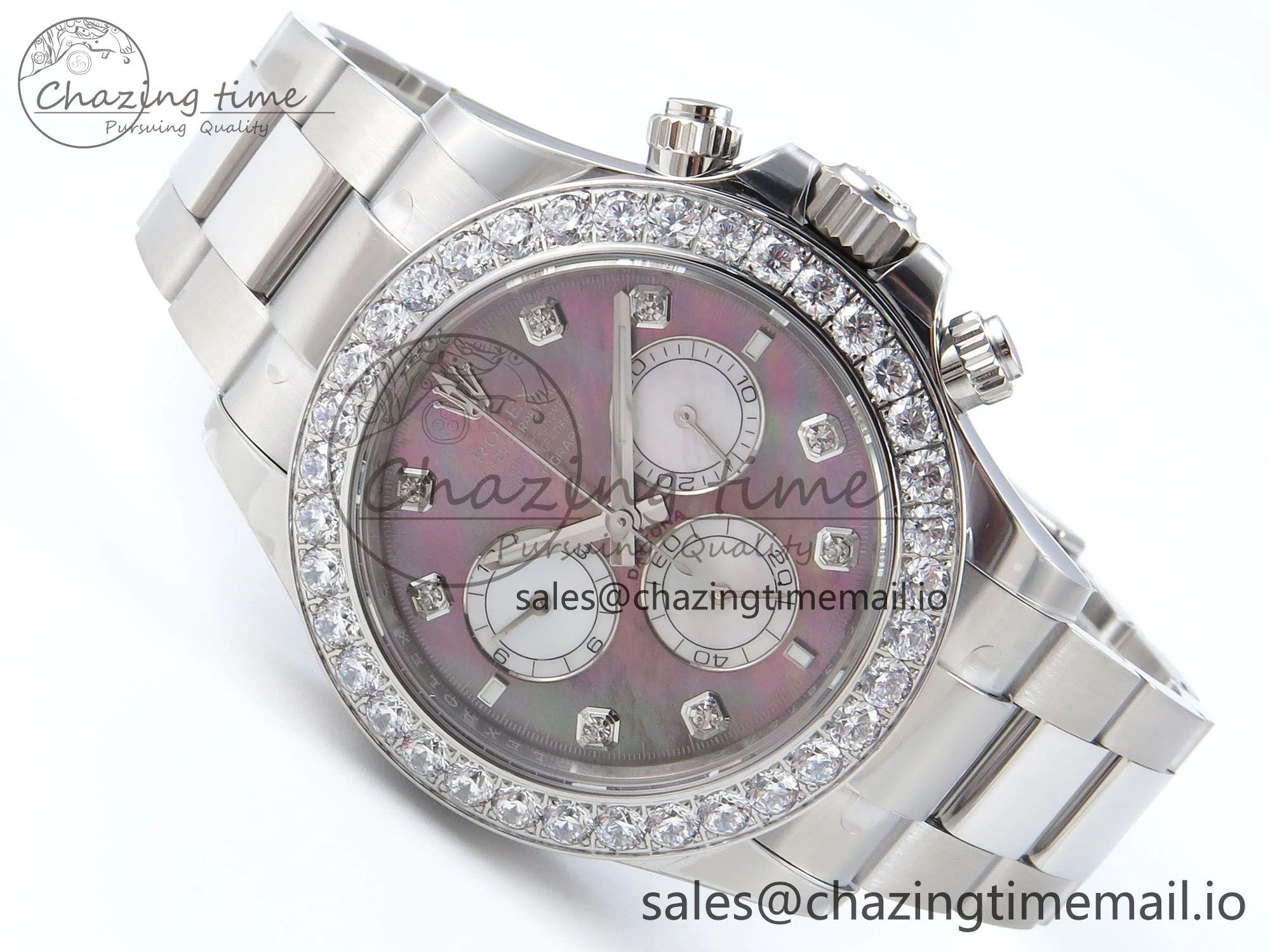 Daytona 126579RBR EWEF 1:1 Best Edition 904L Steel Gray MOP Dial Diamonds Bezel on SS Bracelet SH4131