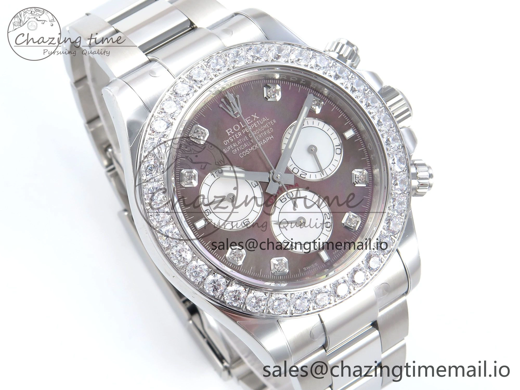 Daytona 126579RBR EWEF 1:1 Best Edition 904L Steel Gray MOP Dial Diamonds Bezel on SS Bracelet SH4131