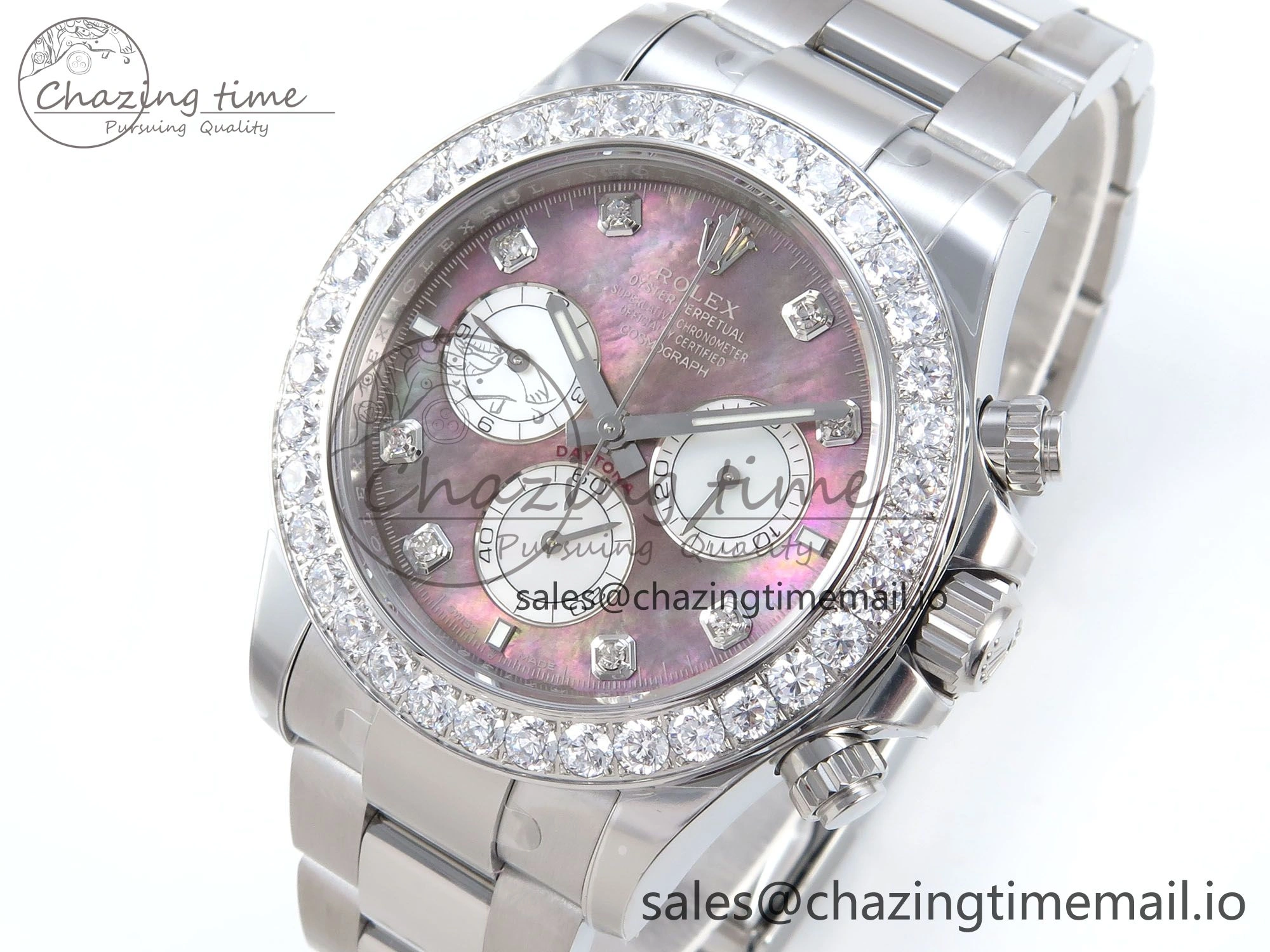 Daytona 126579RBR EWEF 1:1 Best Edition 904L Steel Gray MOP Dial Diamonds Bezel on SS Bracelet SH4131