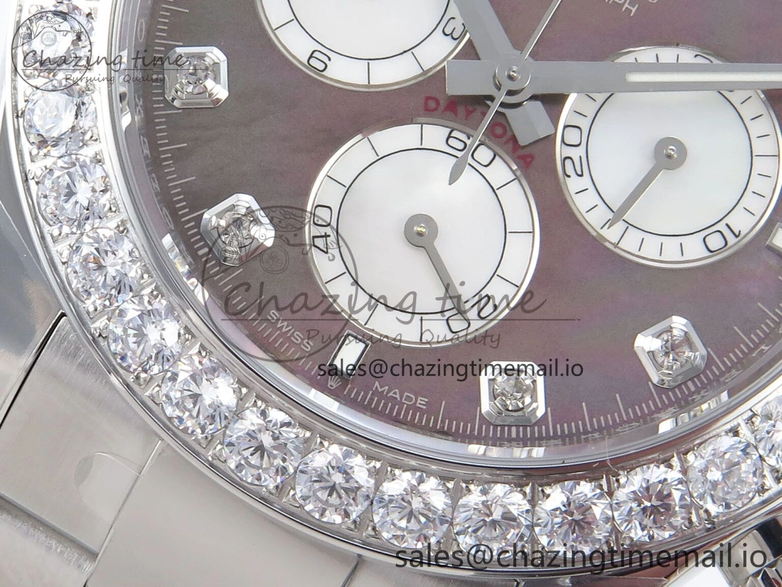 Daytona 126579RBR EWEF 1:1 Best Edition 904L Steel Gray MOP Dial Diamonds Bezel on SS Bracelet SH4131