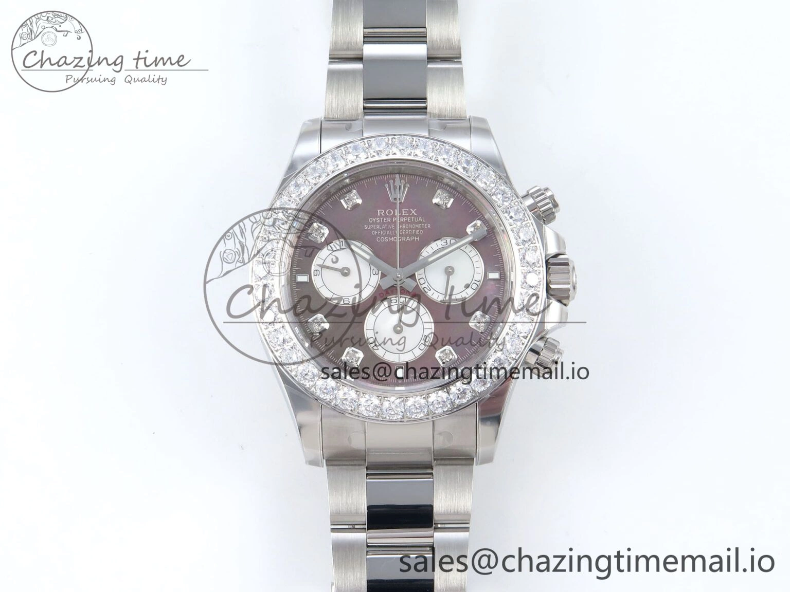 Daytona 126579RBR EWEF 1:1 Best Edition 904L Steel Gray MOP Dial Diamonds Bezel on SS Bracelet SH4131
