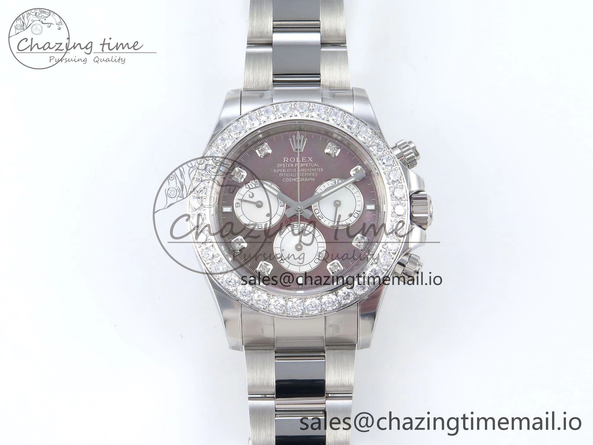 Daytona 126579RBR EWEF 1:1 Best Edition 904L Steel Gray MOP Dial Diamonds Bezel on SS Bracelet SH4131