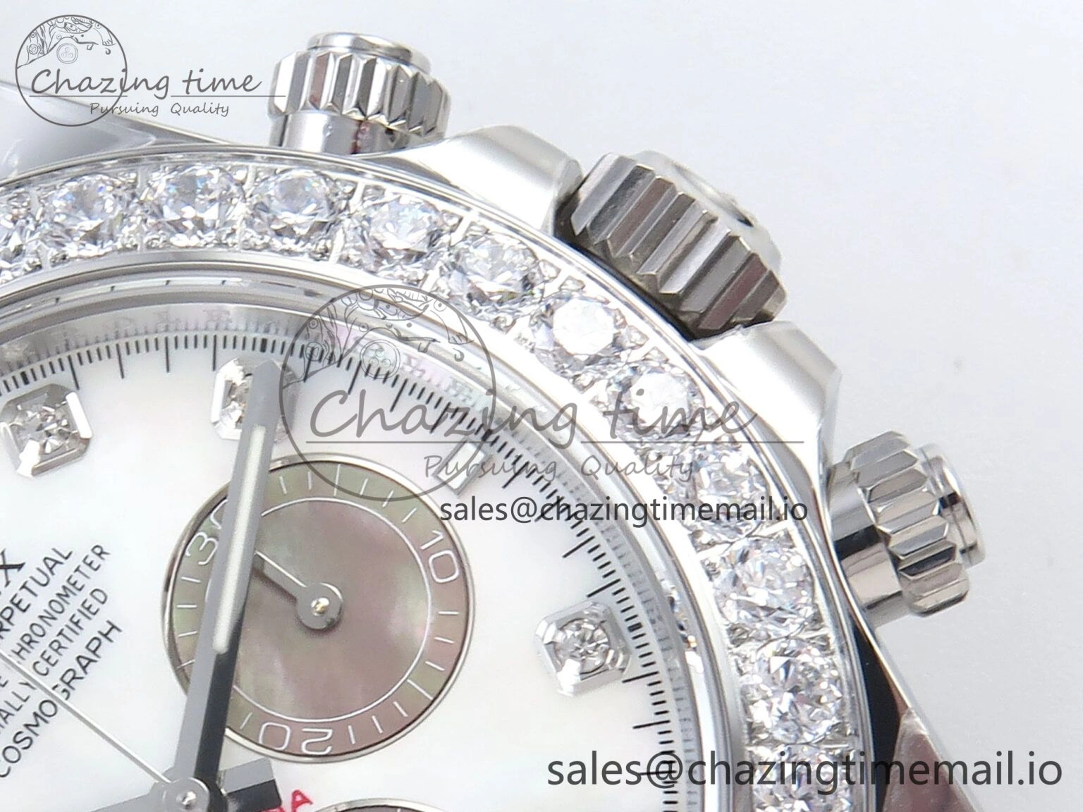 Daytona 126589RBR EWEF 1:1 Best Edition 904L Steel White MOP Dial Diamonds Bezel on Black Rubber Strap SH4131