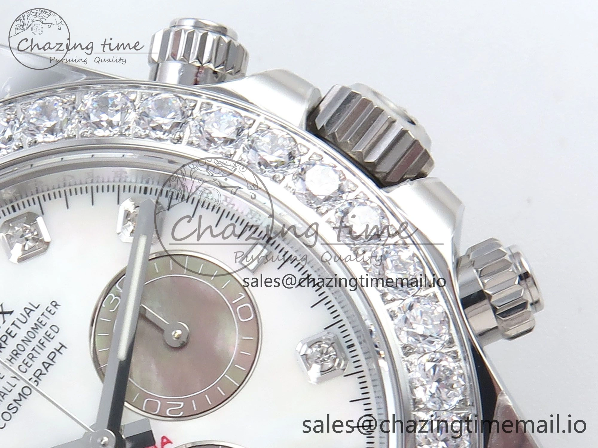 Daytona 126589RBR EWEF 1:1 Best Edition 904L Steel White MOP Dial Diamonds Bezel on Black Rubber Strap SH4131
