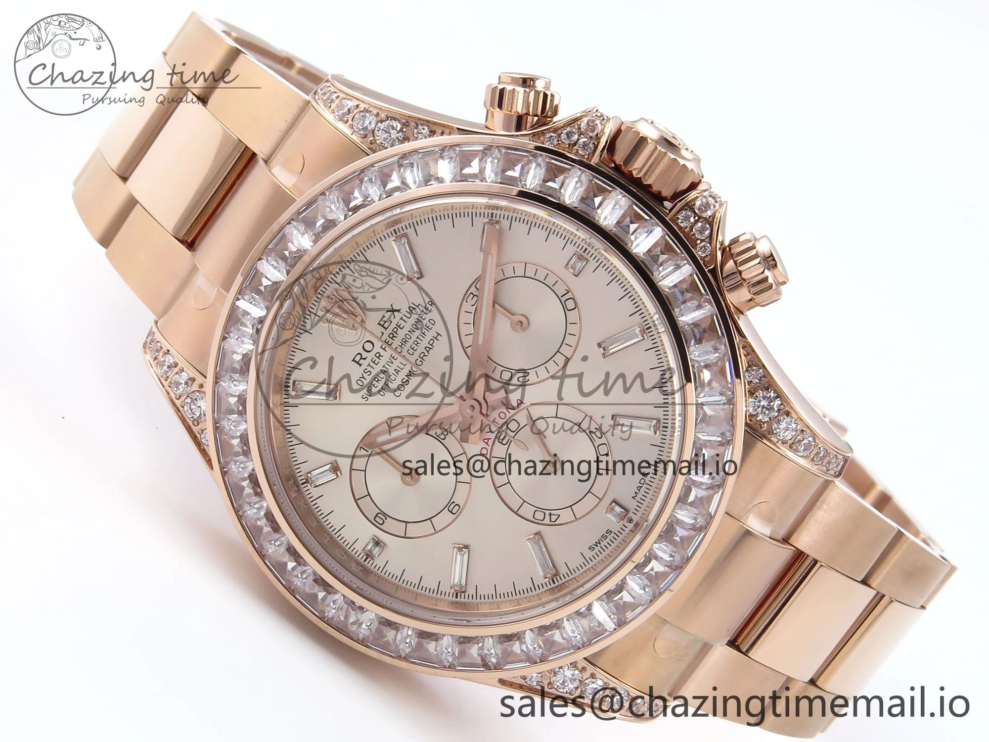 Daytona 126595TBR EWEF 1:1 Best Edition 904L Steel RG Crystal Dial Diamonds Bezel on RG Bracelet SH4131