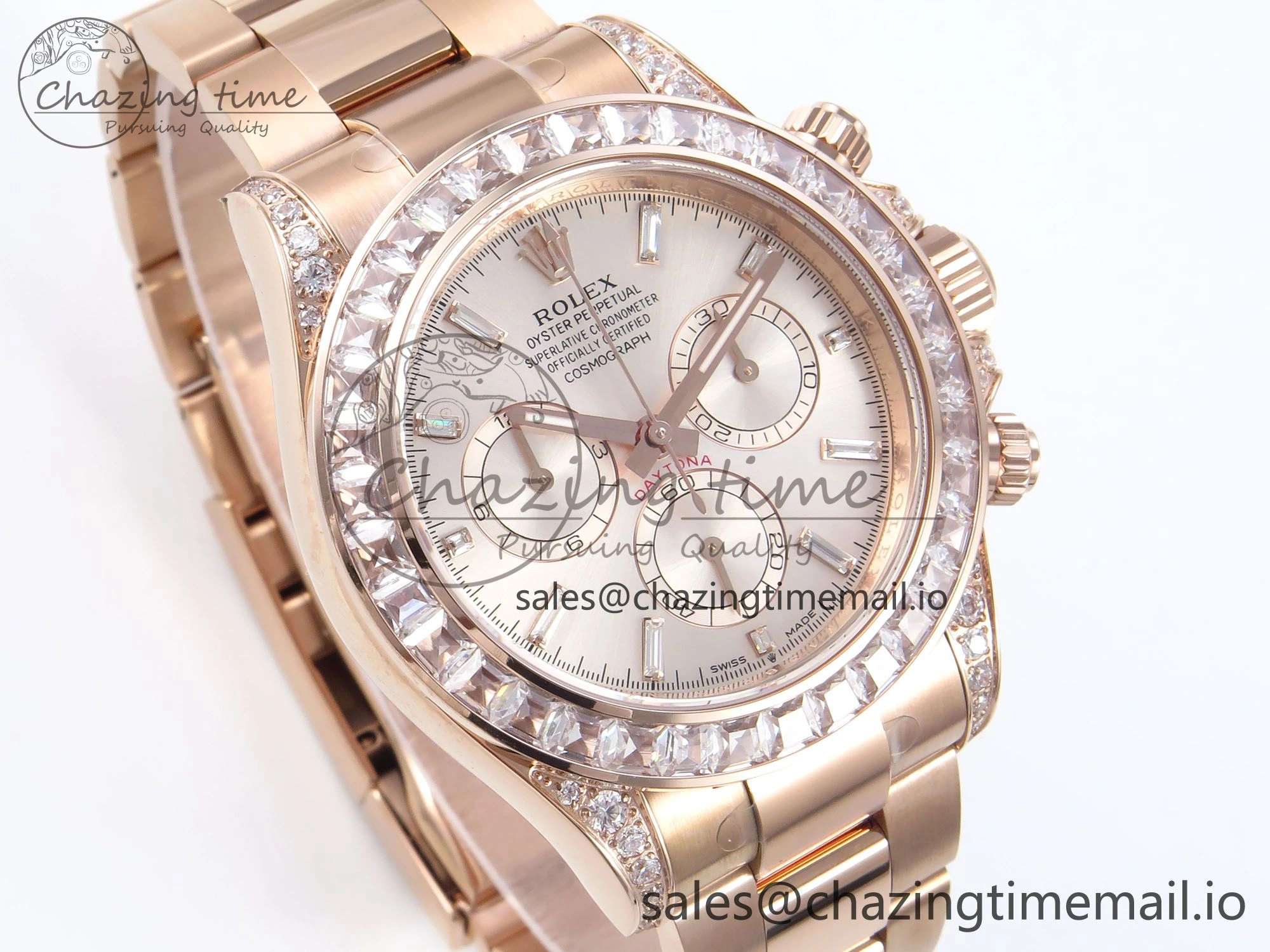 Daytona 126595TBR EWEF 1:1 Best Edition 904L Steel RG Crystal Dial Diamonds Bezel on RG Bracelet SH4131