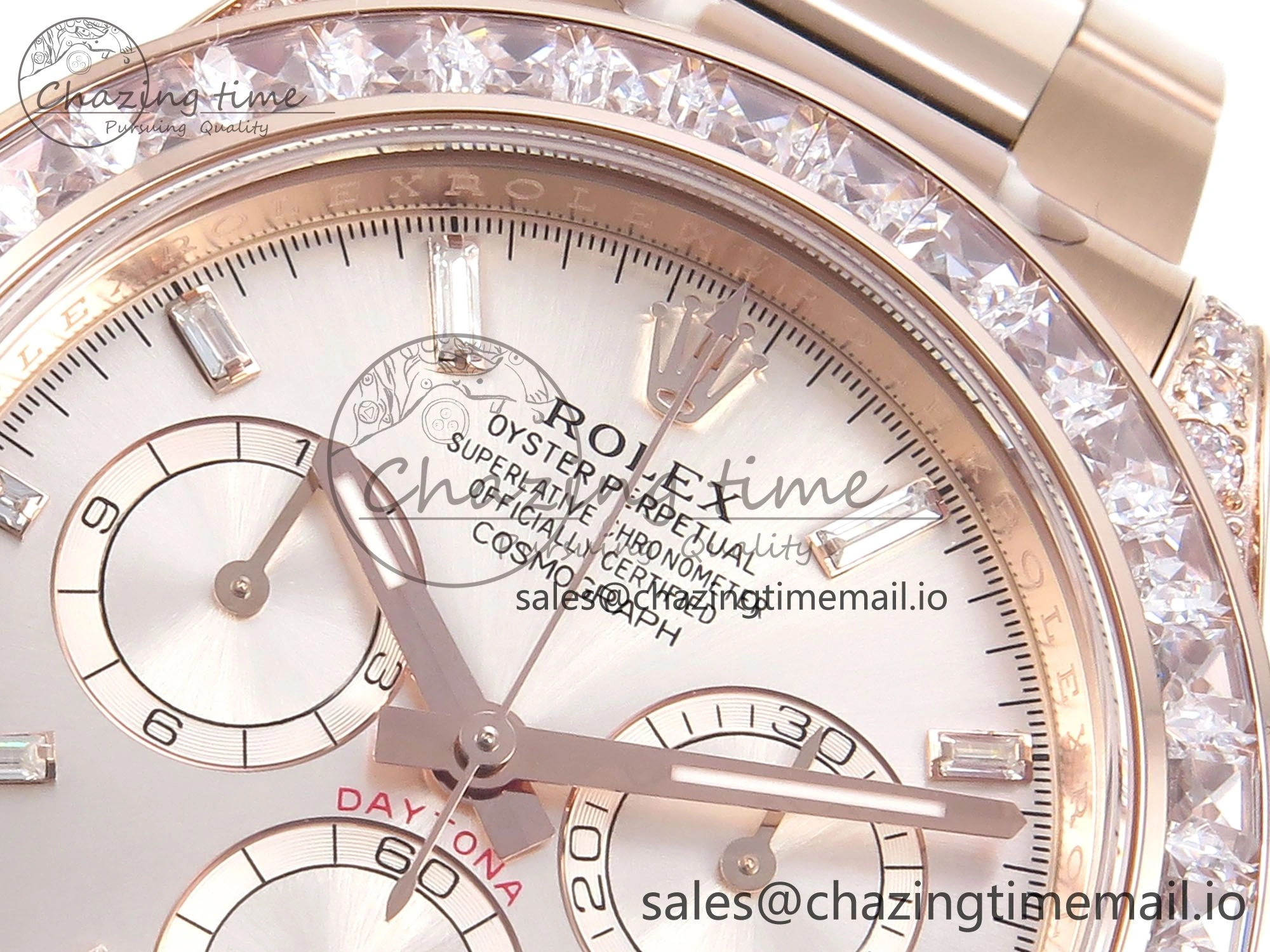 Daytona 126595TBR EWEF 1:1 Best Edition 904L Steel RG Crystal Dial Diamonds Bezel on RG Bracelet SH4131