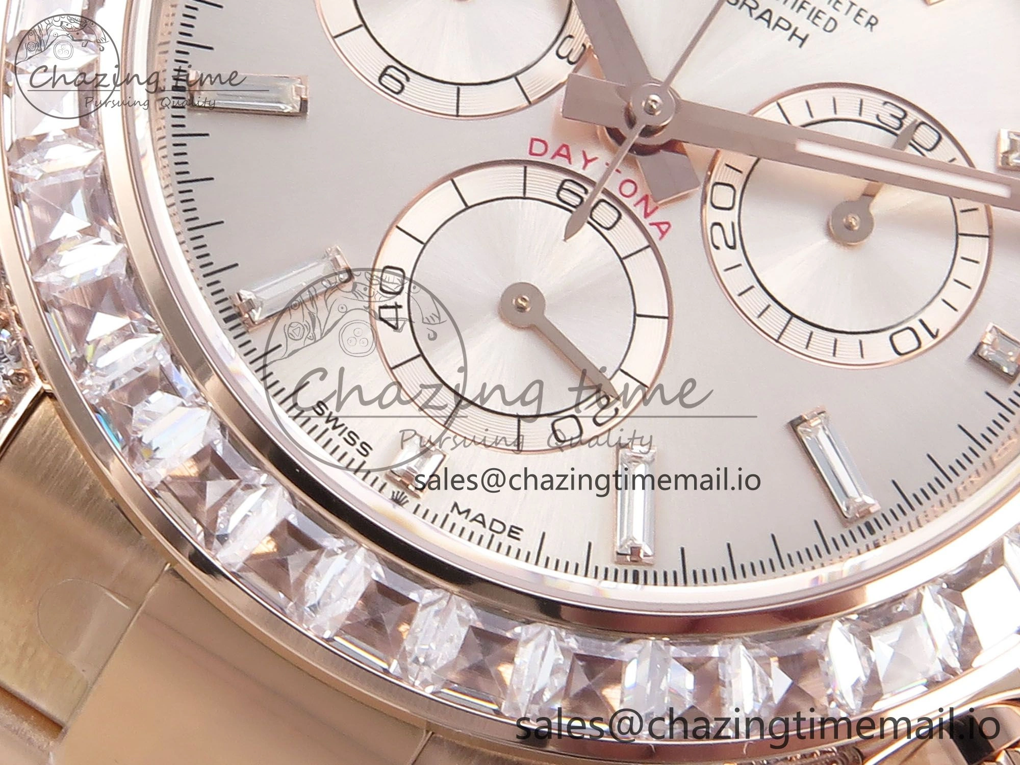 Daytona 126595TBR EWEF 1:1 Best Edition 904L Steel RG Crystal Dial Diamonds Bezel on RG Bracelet SH4131