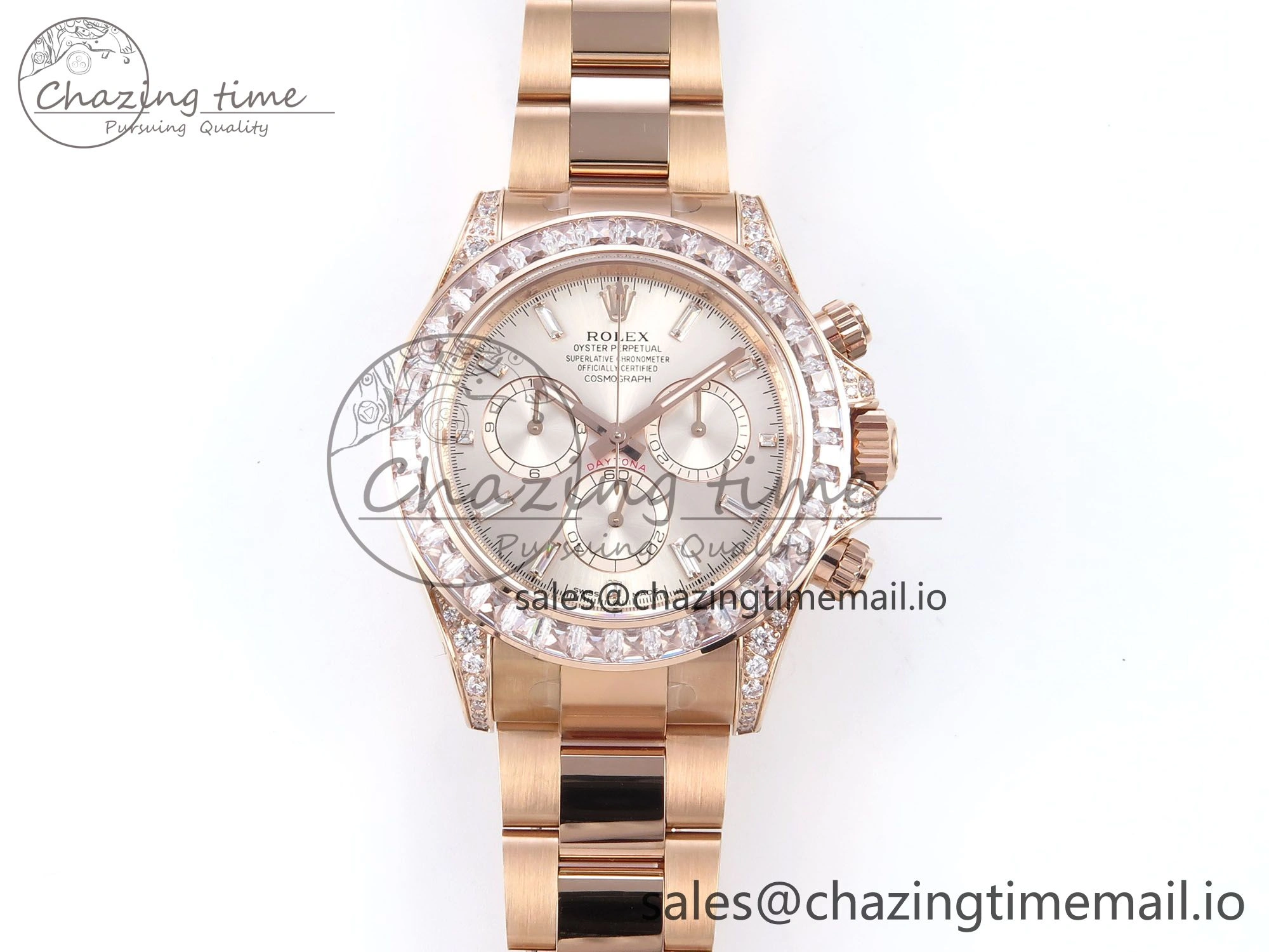 Daytona 126595TBR EWEF 1:1 Best Edition 904L Steel RG Crystal Dial Diamonds Bezel on RG Bracelet SH4131