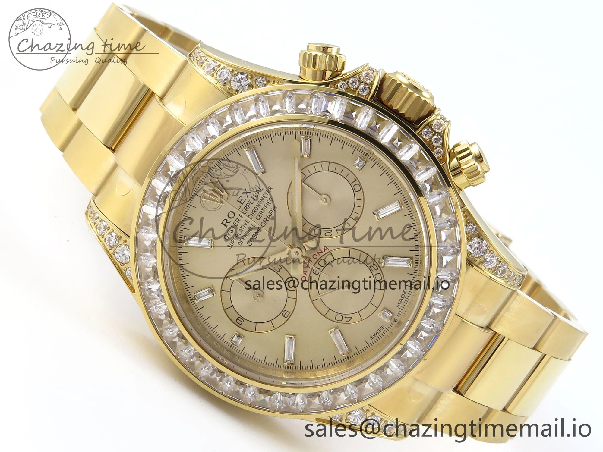 Daytona 126598TBR EWEF 1:1 Best Edition 904L Steel YG Crystal Dial Diamonds Bezel on YG Bracelet SH4131